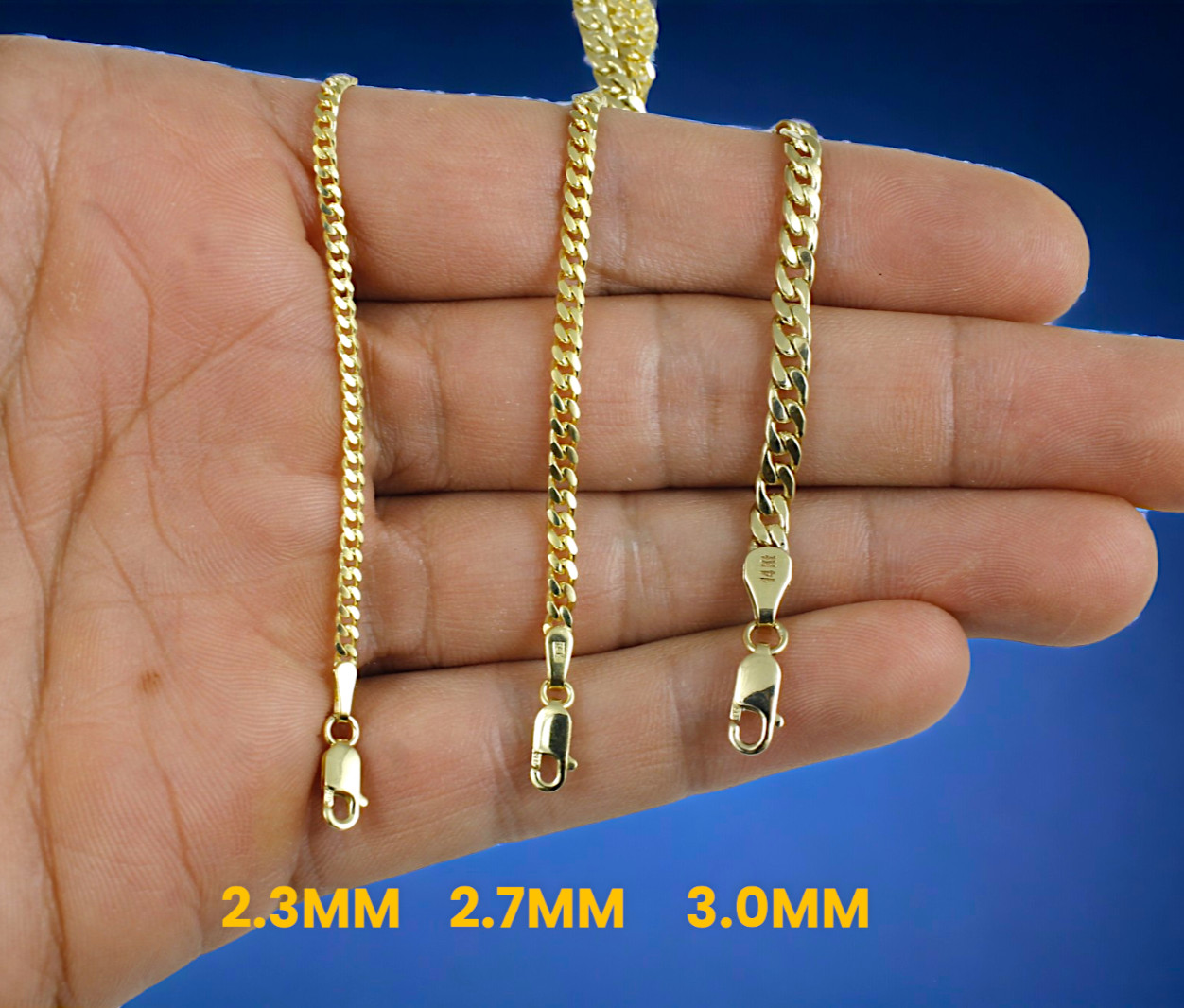 14K Yellow Gold SOLID Miami Cuban Necklace Bracelet Chain Gold 2mm-16mm 7″-30″