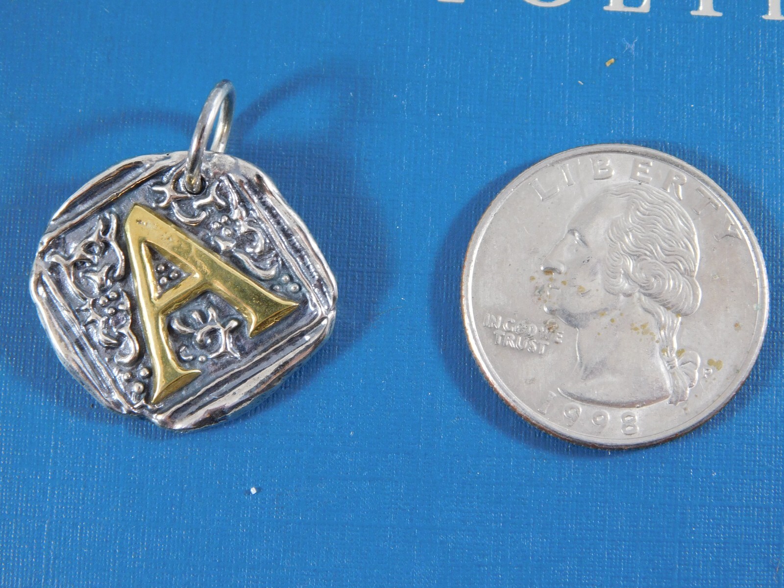 Waxing Poetic Sterling Silver Brass CENTURY Insignia Initial Charm Pendant