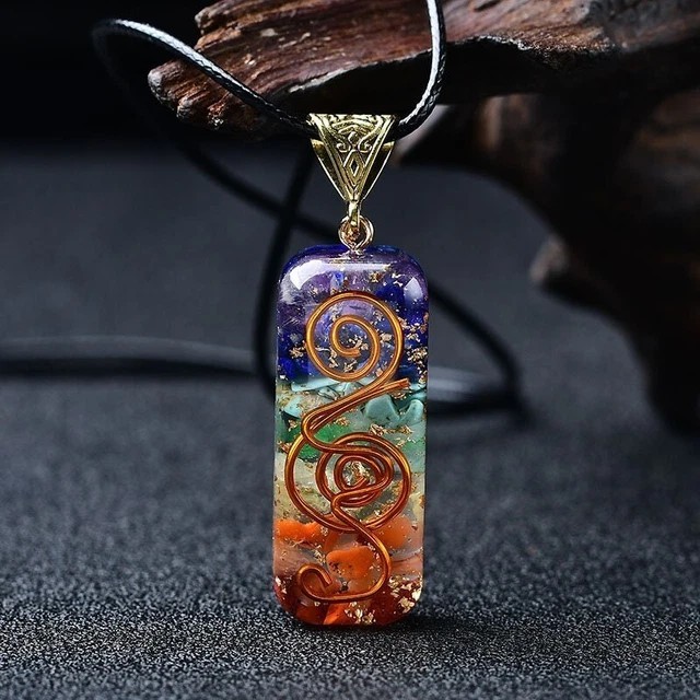 7 Chakra Orgone Pendant Energy Healing EMF Protection Pendant Unisex Necklace