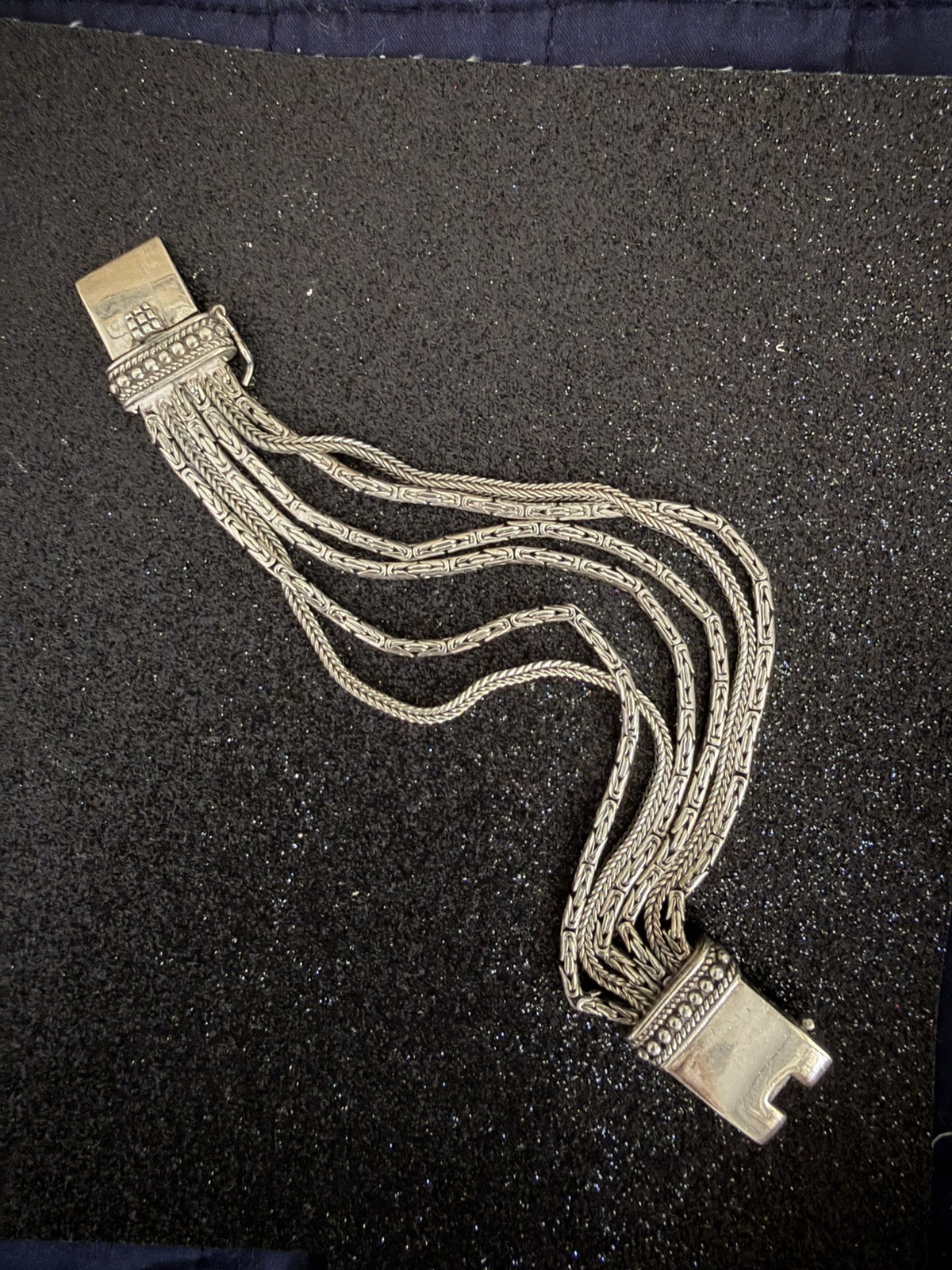 Sterling Silver 7.5″ SILPADA Multi-Strand Byzantine & Wheat Bracelet