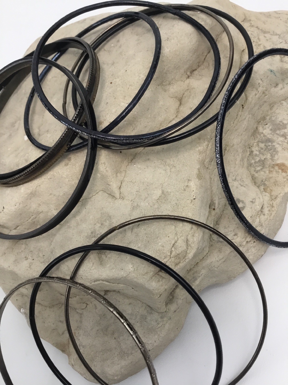 11 Black Dark Tone Bracelets Wire Type Assorted Shapes Designs Fashion Lot