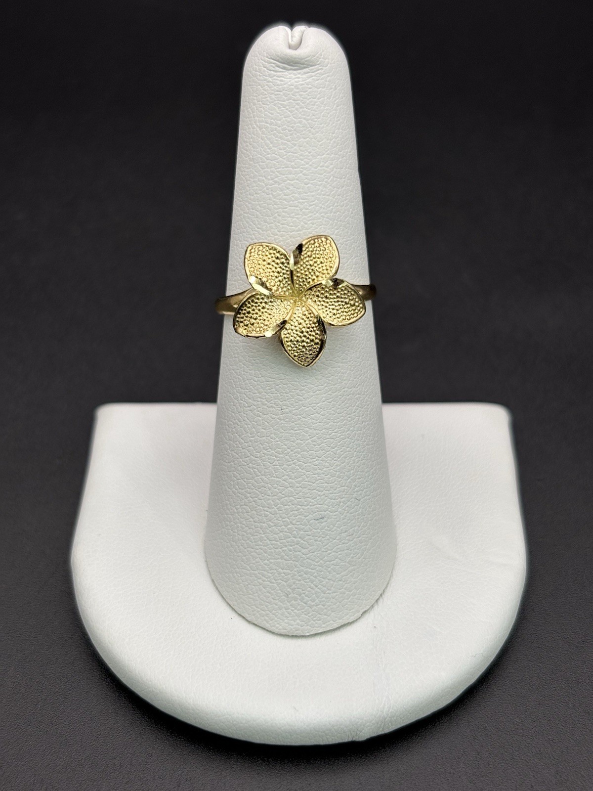 10k Solid Gold Ring Hibiscus Flower