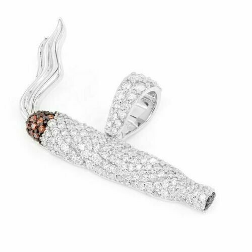 3Ct Round Lab-Created Diamond Burning Joint Pendant Charm 14K White Gold Finish