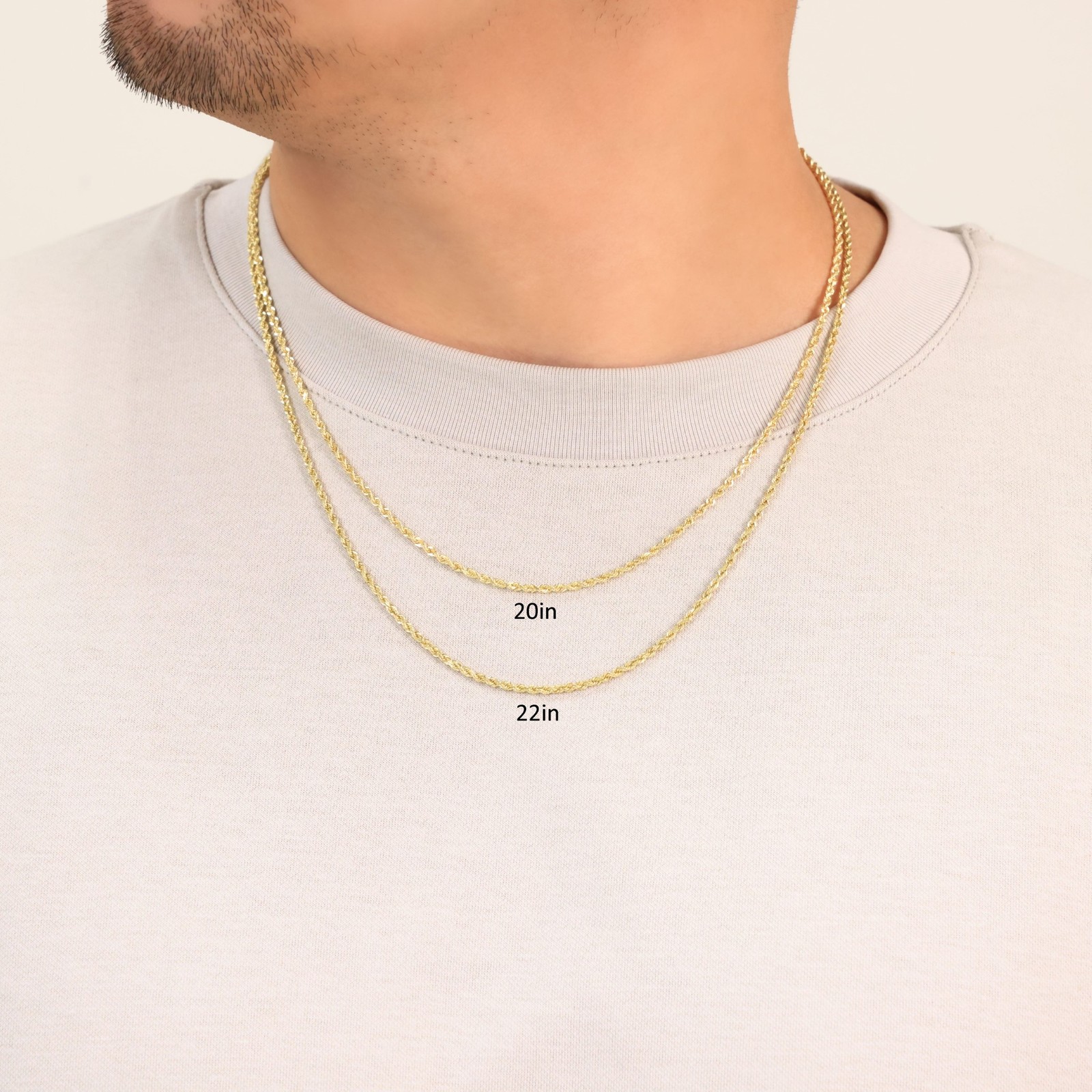 18K Yellow Gold Solid 2mm-6mm Rope Diamond Cut Chain Italian Necklace 16″- 30″