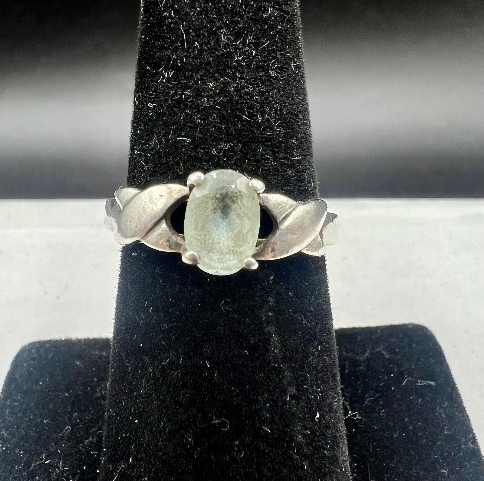 VTG 925 Sterling Natural Green Sapphire Ring Heavily Included Corundum Sz 6.5