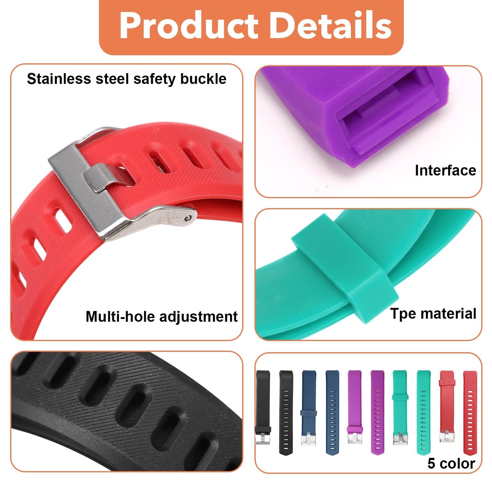 5 Pcs Watch Bands Replacement for ID115plus HR Only, Very Fit Pro Activity Fi…