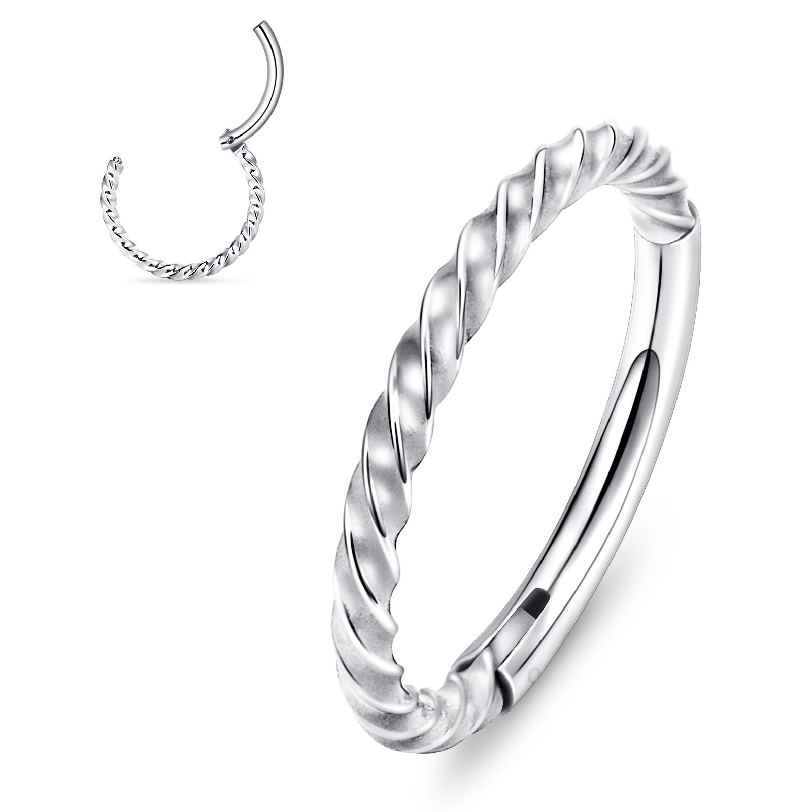 1Pc Hinged Segment Ring Hoop Nose Septum Clicker Helix Tragus Cartilage Earring