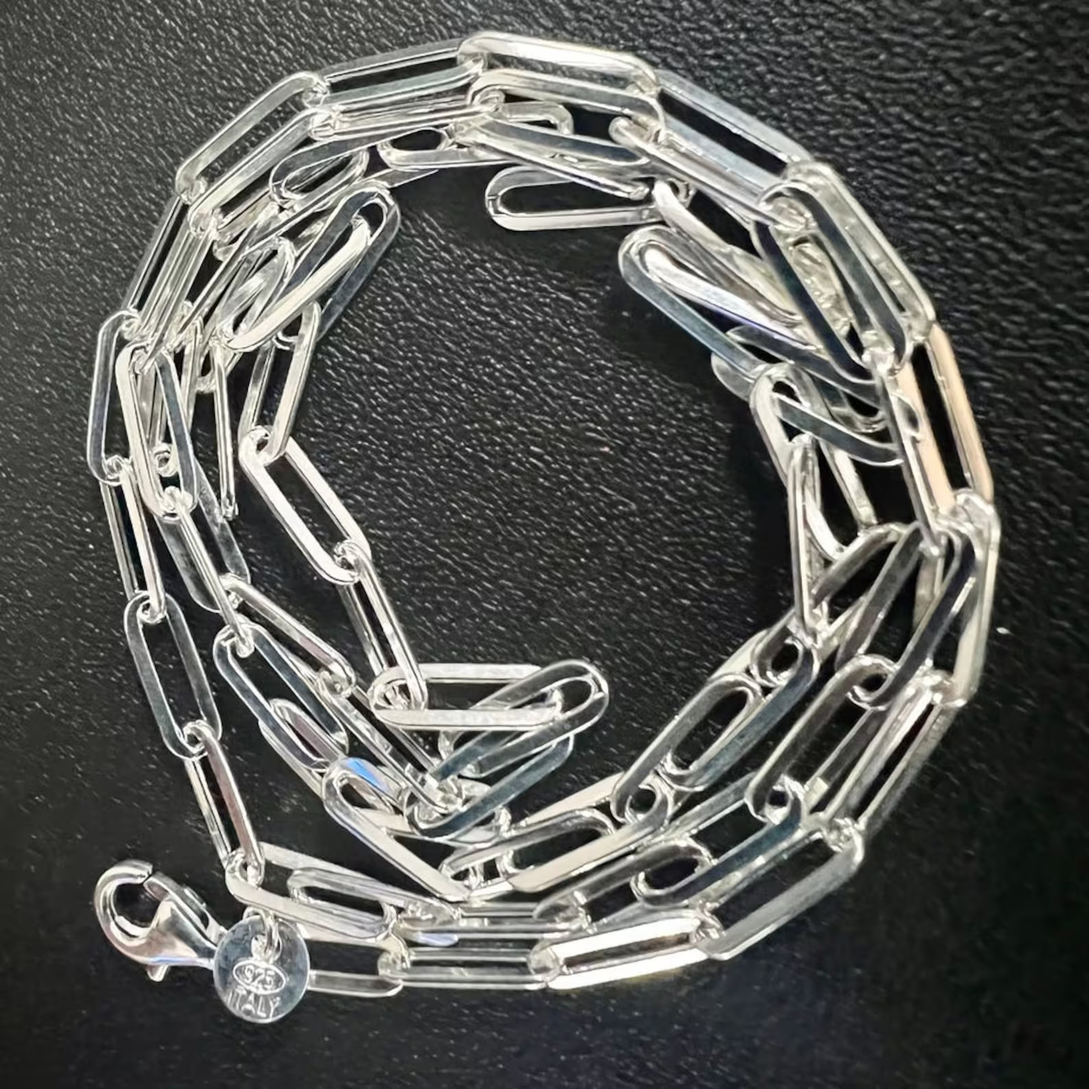 Italy Paper Clip Necklace Sterling Silver 925 Necklace Men Women 4MM FREE SHIP