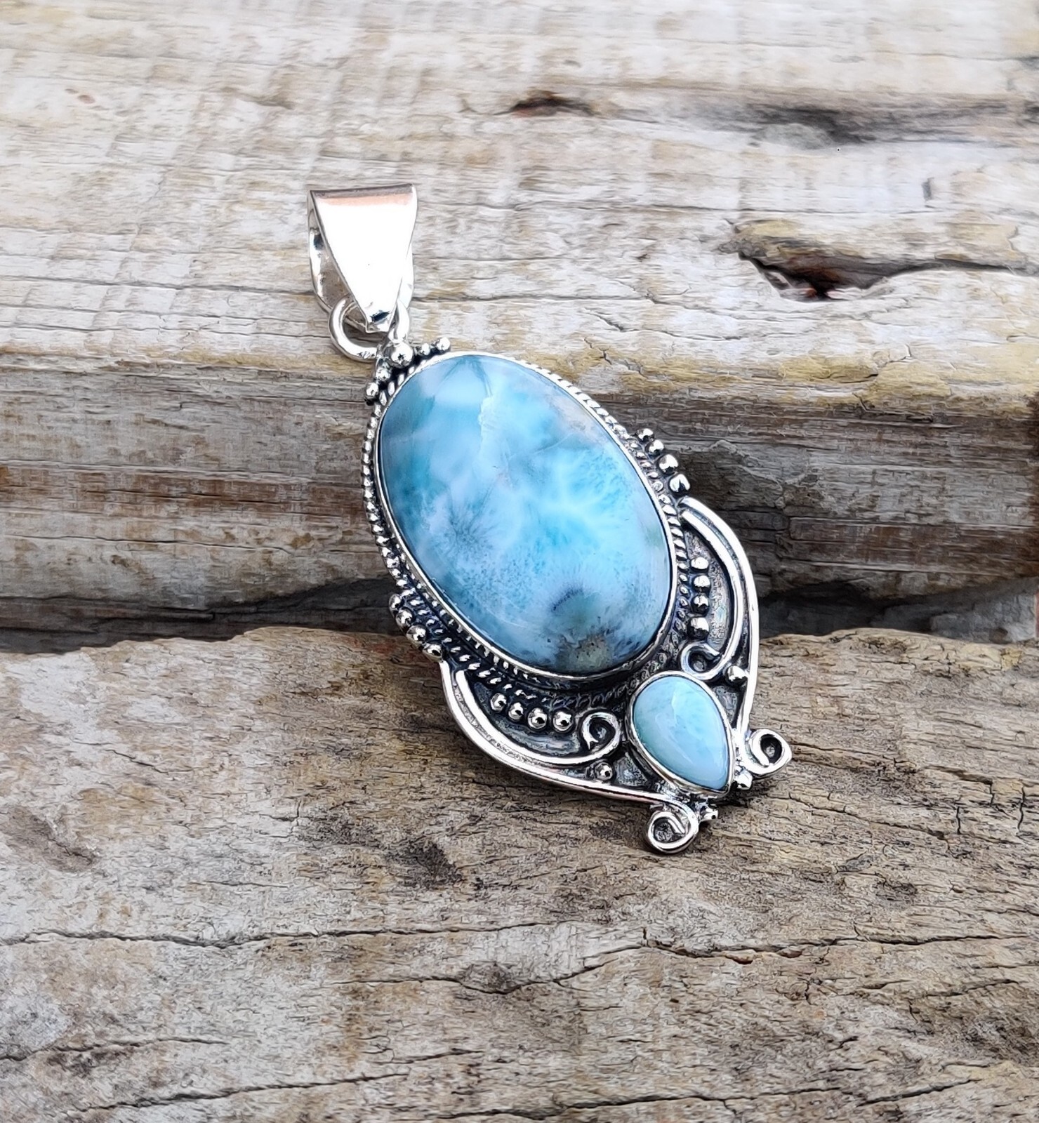 Larimar Gemstone 925 Sterling Silver Stylish Lovely Jewelry Pendent PG151