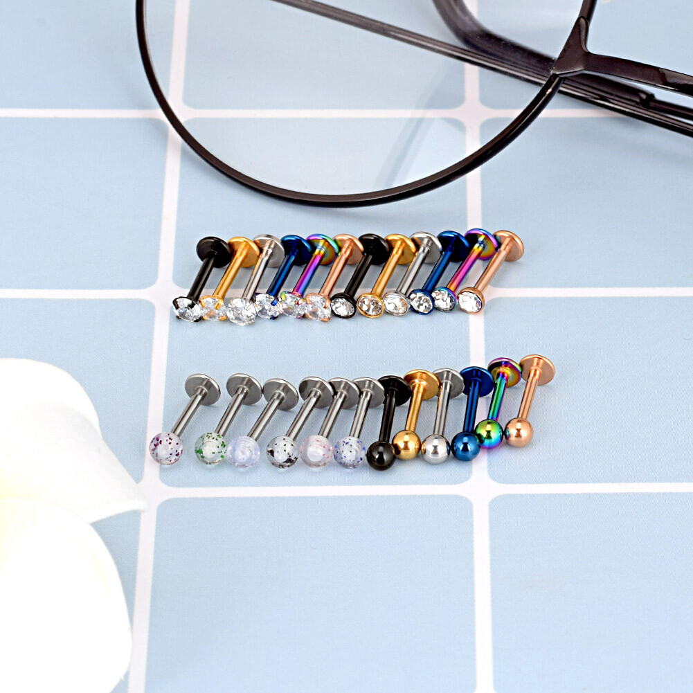4-24pcs Assorted Labret Lip Ring Surgical Steel Tragus Cartilage Monroe Stud 16G