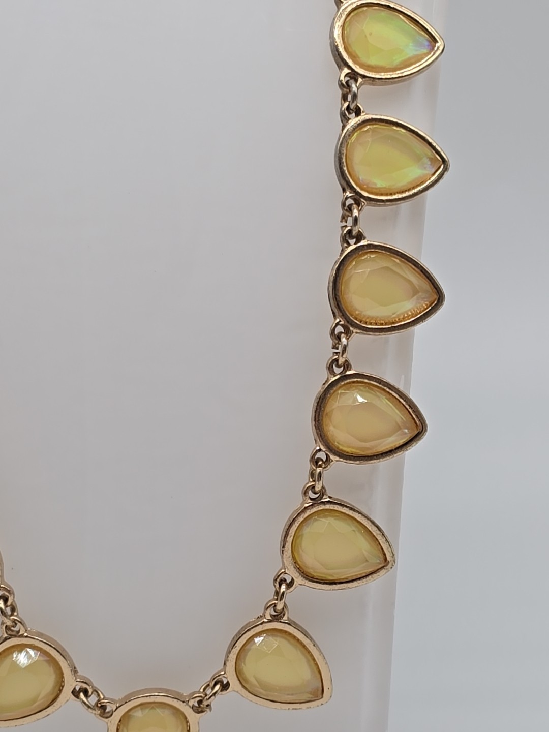 Everyday Wear Yellow Teardrop Statement Necklace and Coordinating Earrings Set
