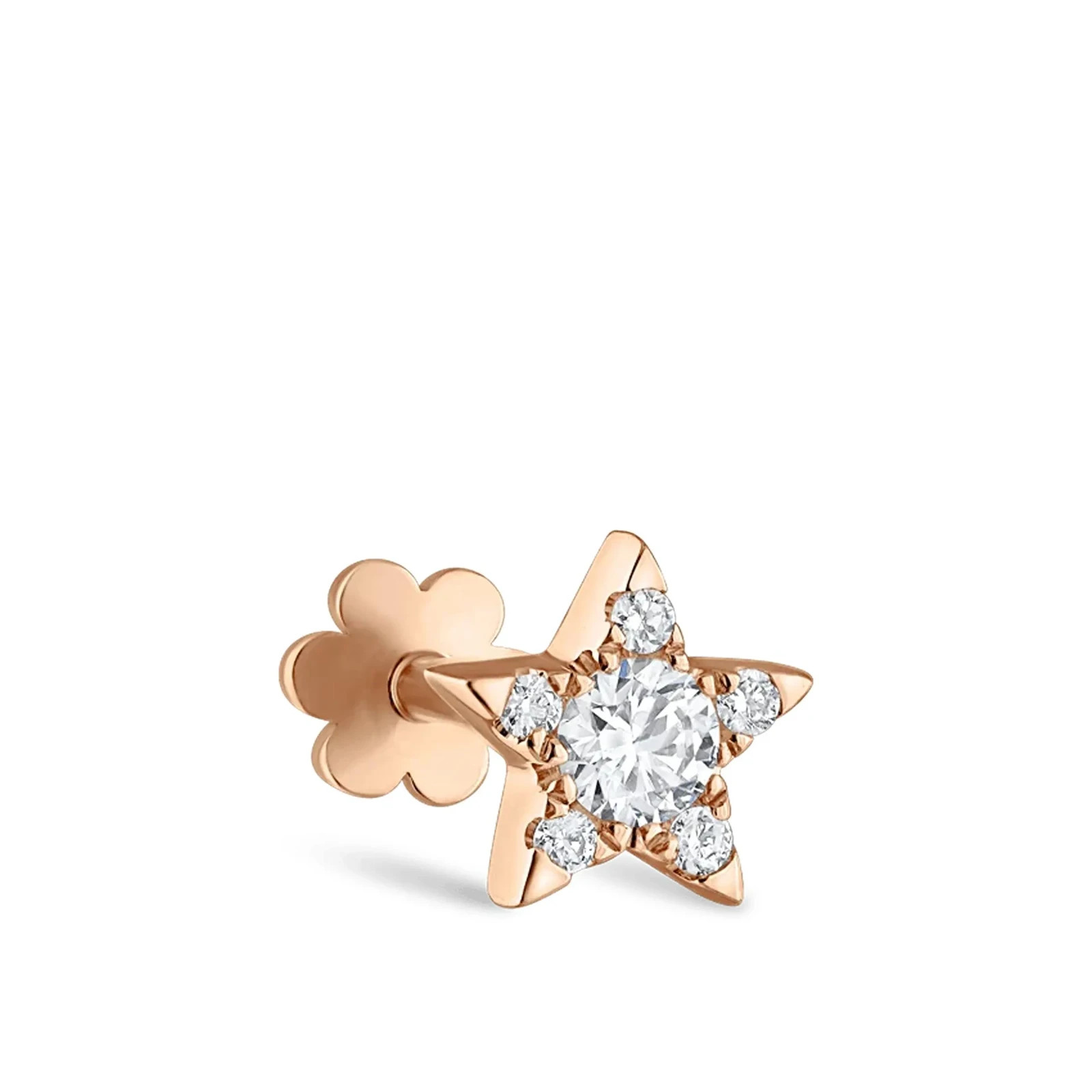 Sparkling Star Moissanite Helix Flat Back Stud 925 Sterling Silver