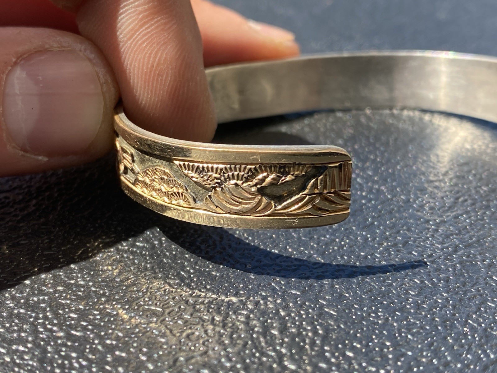 12K Gold Filled Sterling Silver Cuff Becenti Jr BCT Native American Story Teller