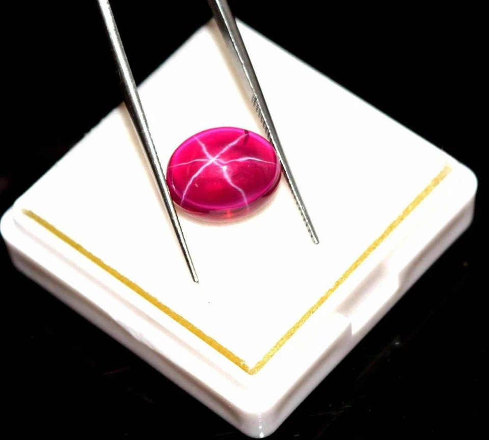 8 Ct Natural 6 Rays Red Star Ruby Oval Cabochon Certified Loose Gemstone Burma