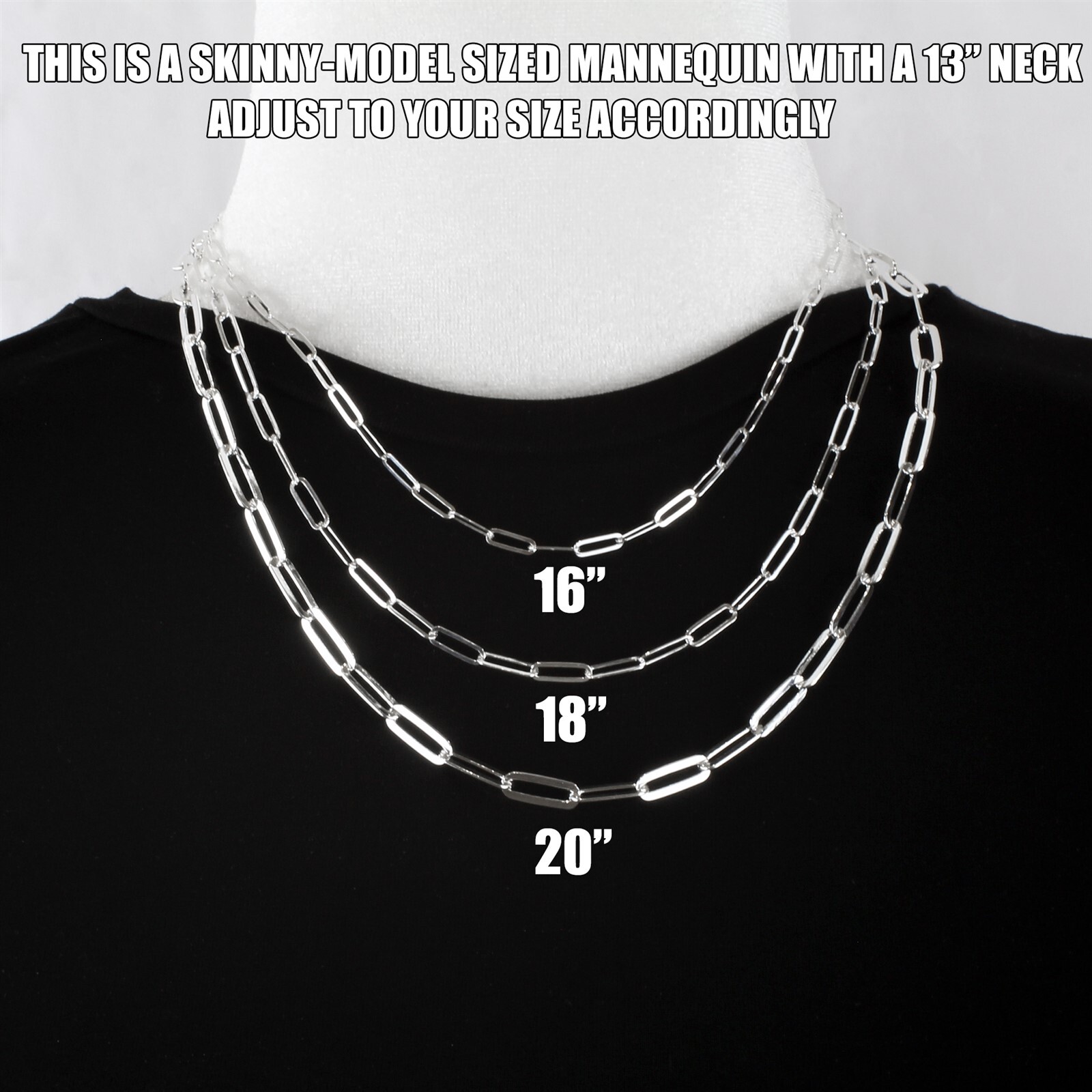 Rhodium 925 Sterling Silver Chic Paper Clip Chain Necklace Guaranteed Genuine