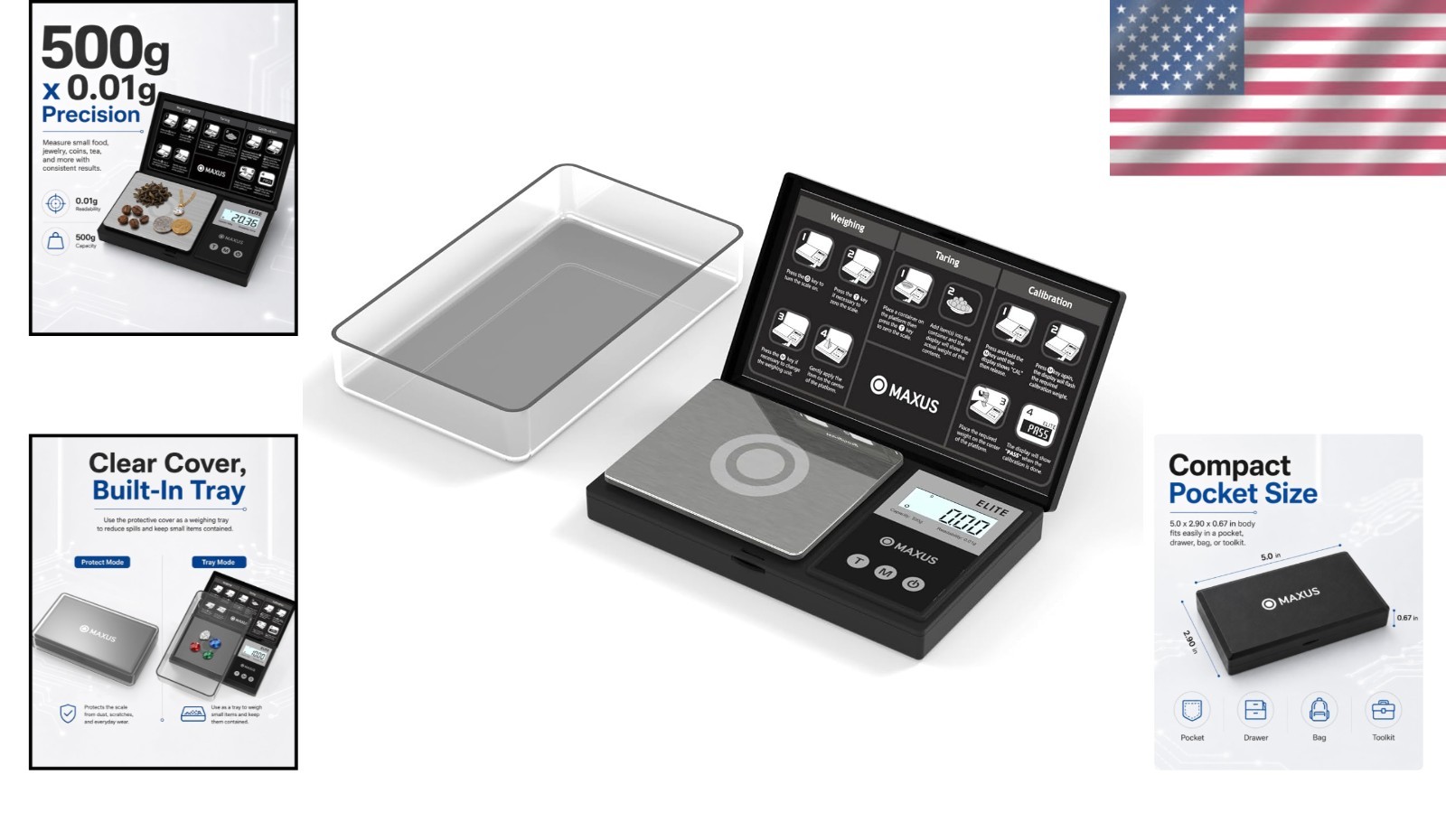 High Precision 500g Pocket Gram Scale – 0.01g Accuracy, Lightweight & Compact