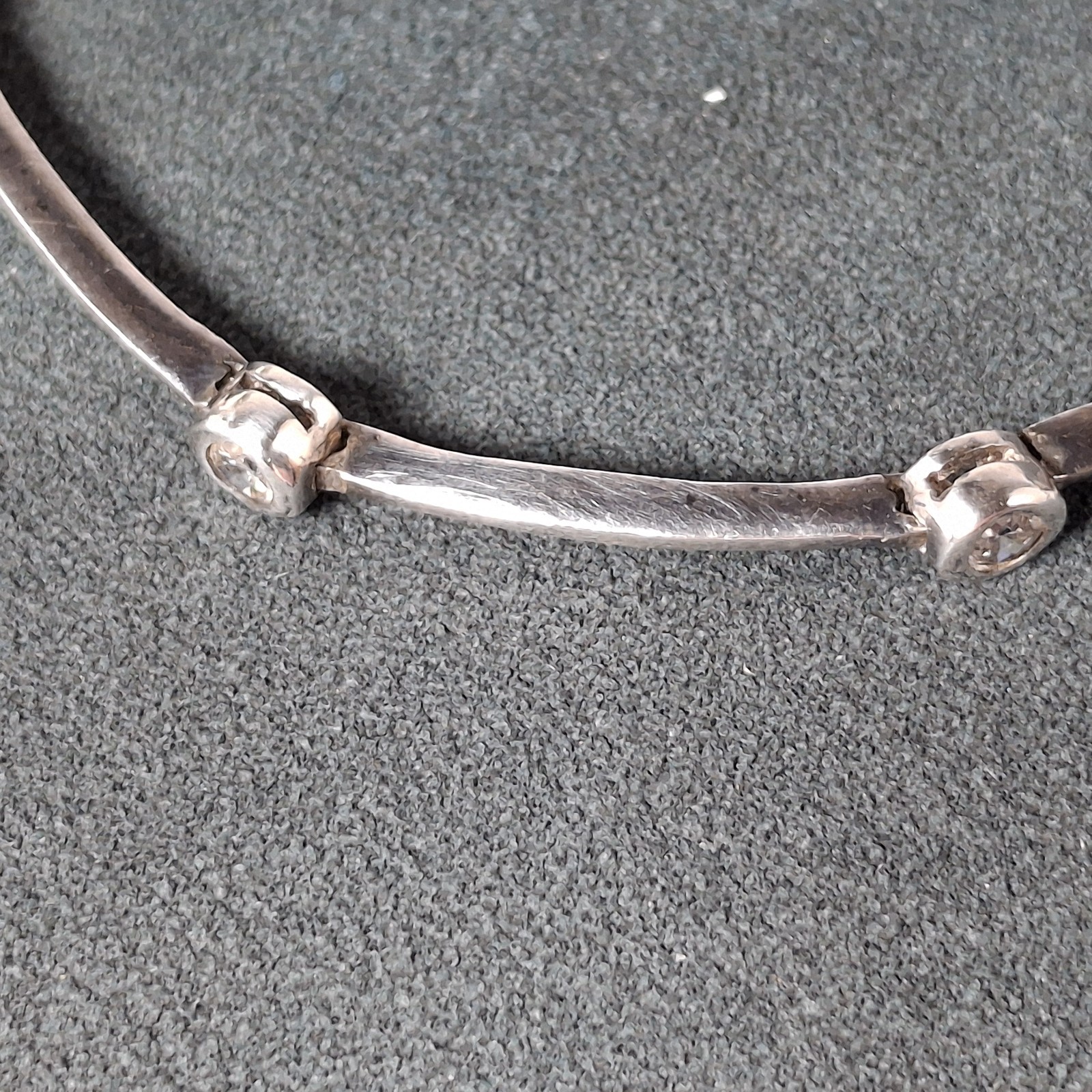 925 Sterling Silver CZ Station Link Bracelet Modern Minimalist Wedding Sparkle