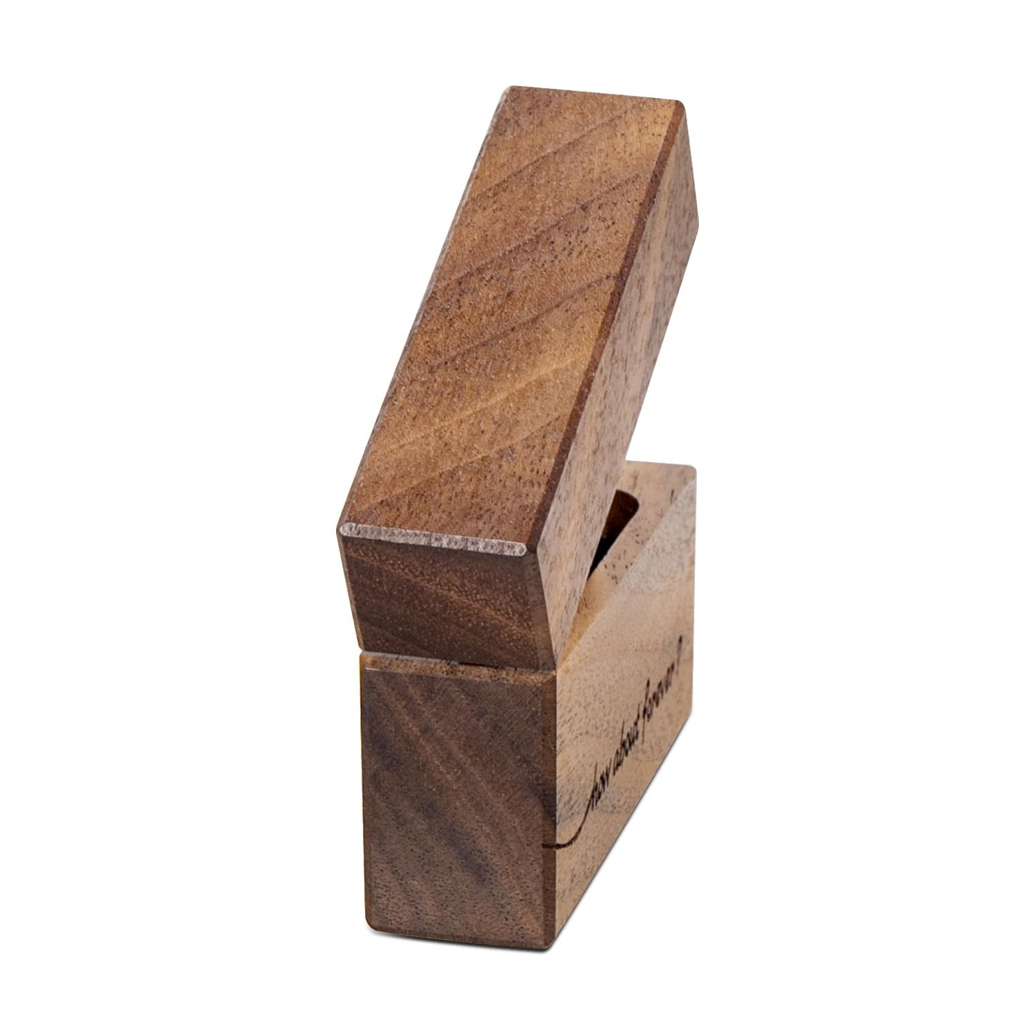 Engagement Ring Box – Slim Walnut Wood Case for Proposal & Wedding | Engraved ‘H