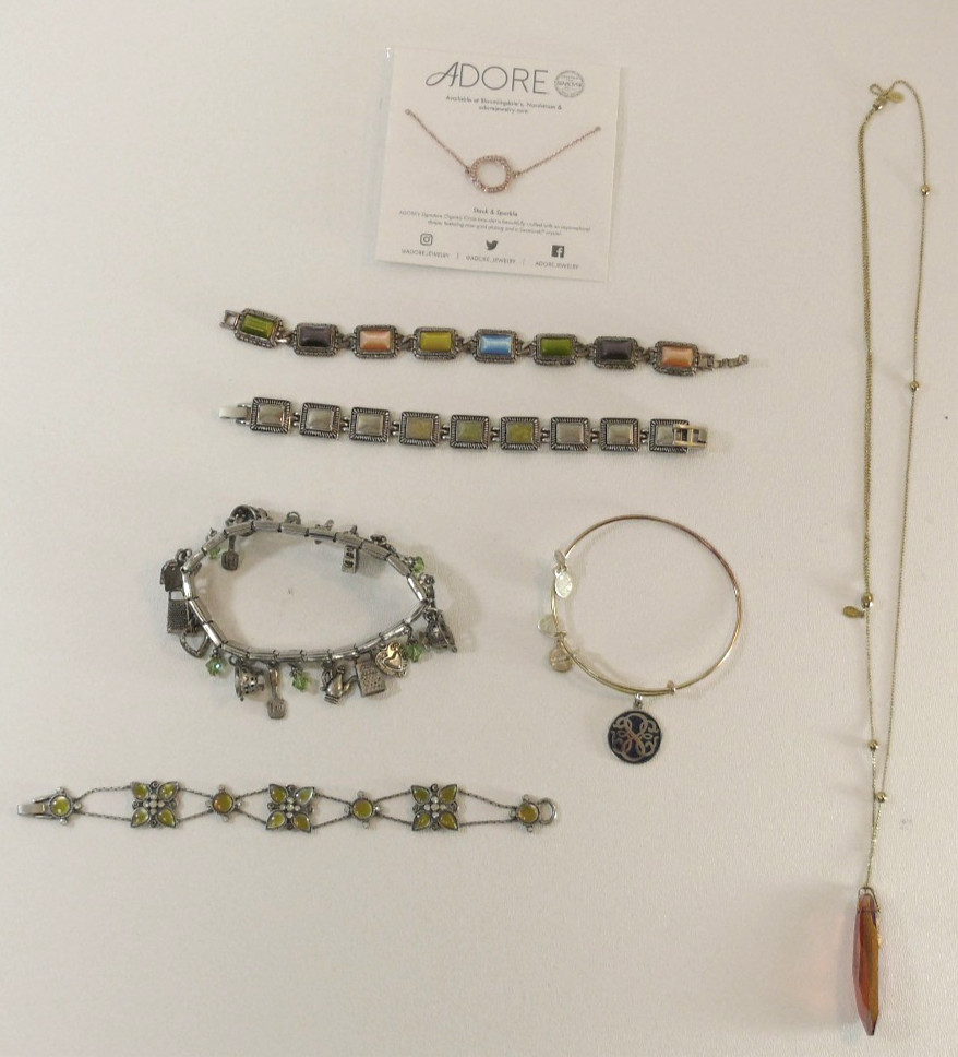 BRACELET & necklace LOT: Alex and Ani 1928 Adore kitchen charms colored stones