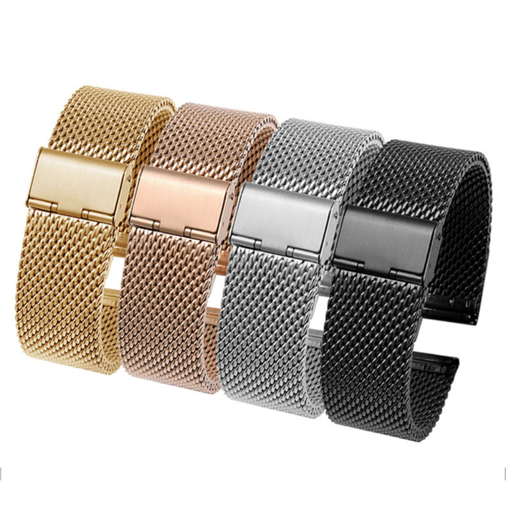 Premium Thicked Milanese Mesh Stainless Steel Watch Band Strap Metal 18 20 22 24