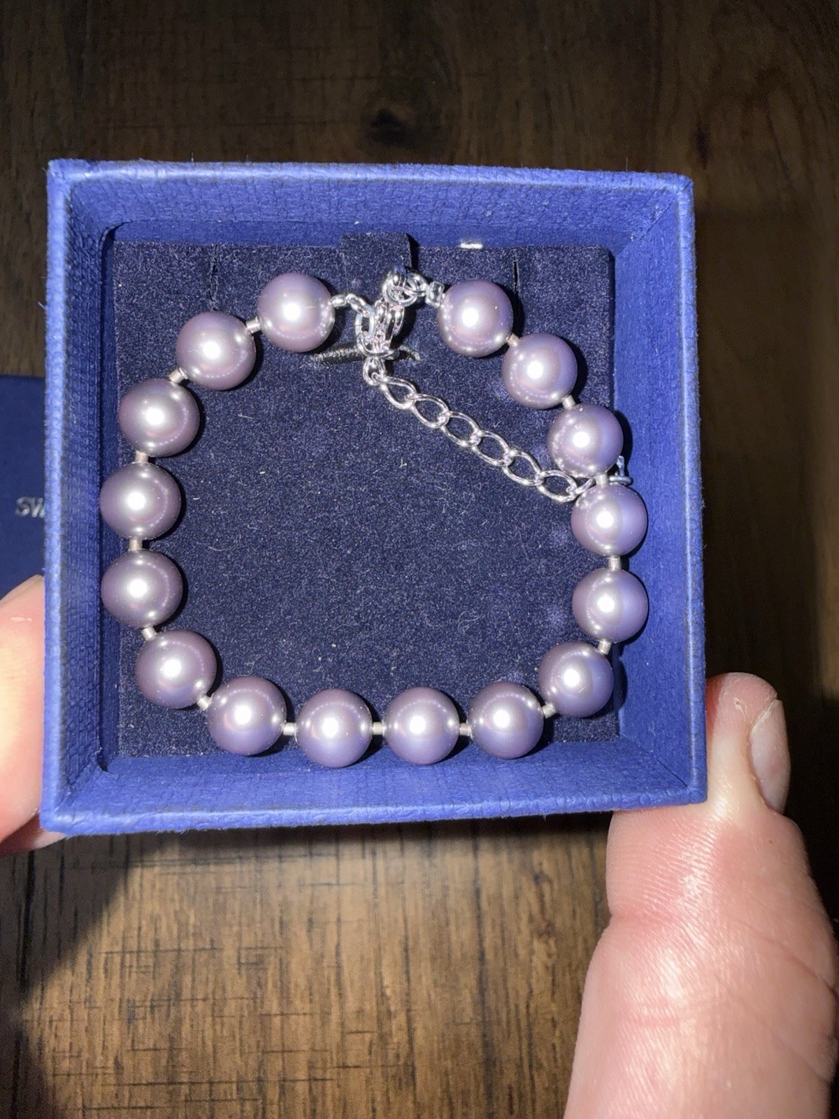 Swarovski Purple Beaded Charm Bracelet Adjustable Lobster Cable Chain