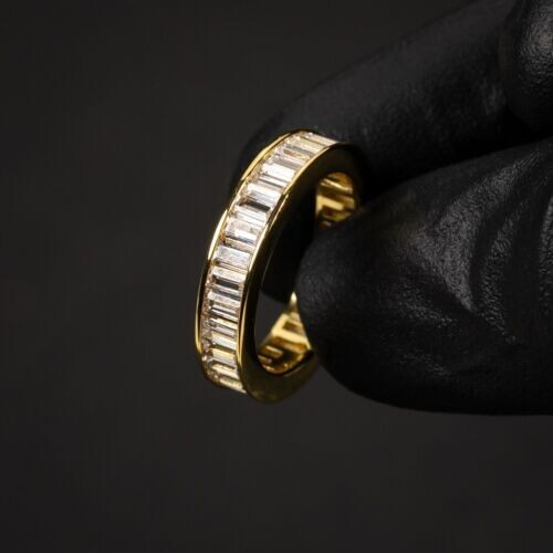 2.50 Ct Baguette Cut Simulated Diamond Eternity Band Ring 14k Yellow Gold Over