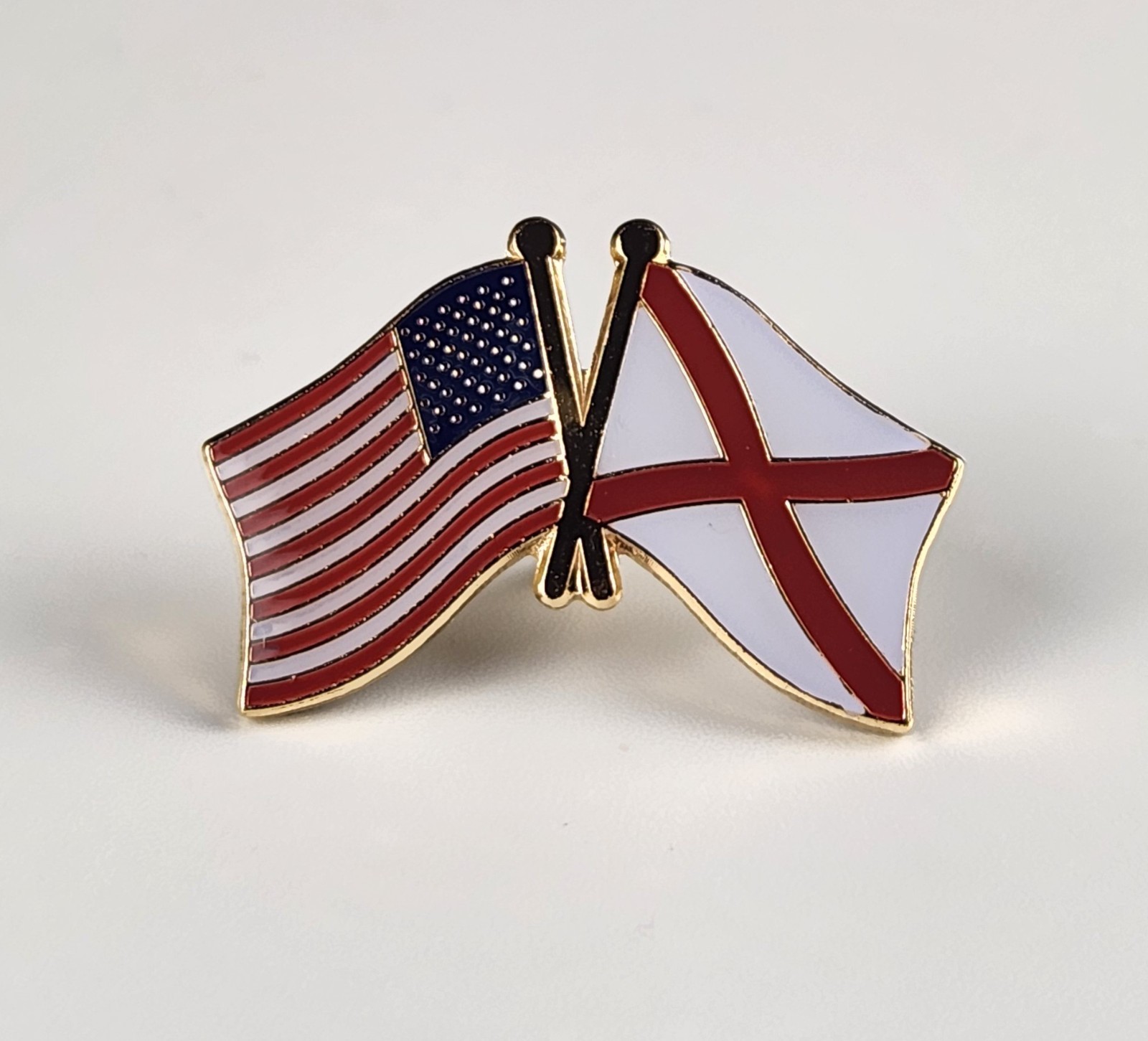 Alabama State Flag / American Flag Crossed Flags Lapel Pin