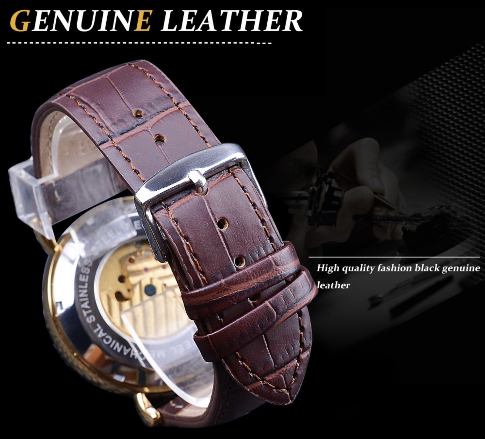 ⌚￼ Forsining Men’s Automatic Self Winding Moon Dial Self Winding Business Watch