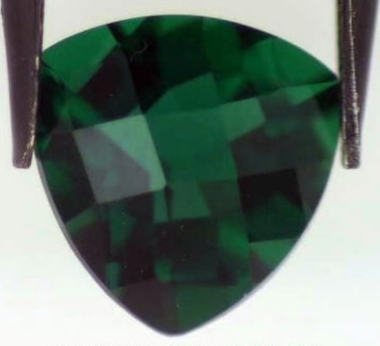 GREEN AMETHYST 9 MM TRILLION CUT CHECKERBOARD TOP DARK GREEN ALL NATURAL