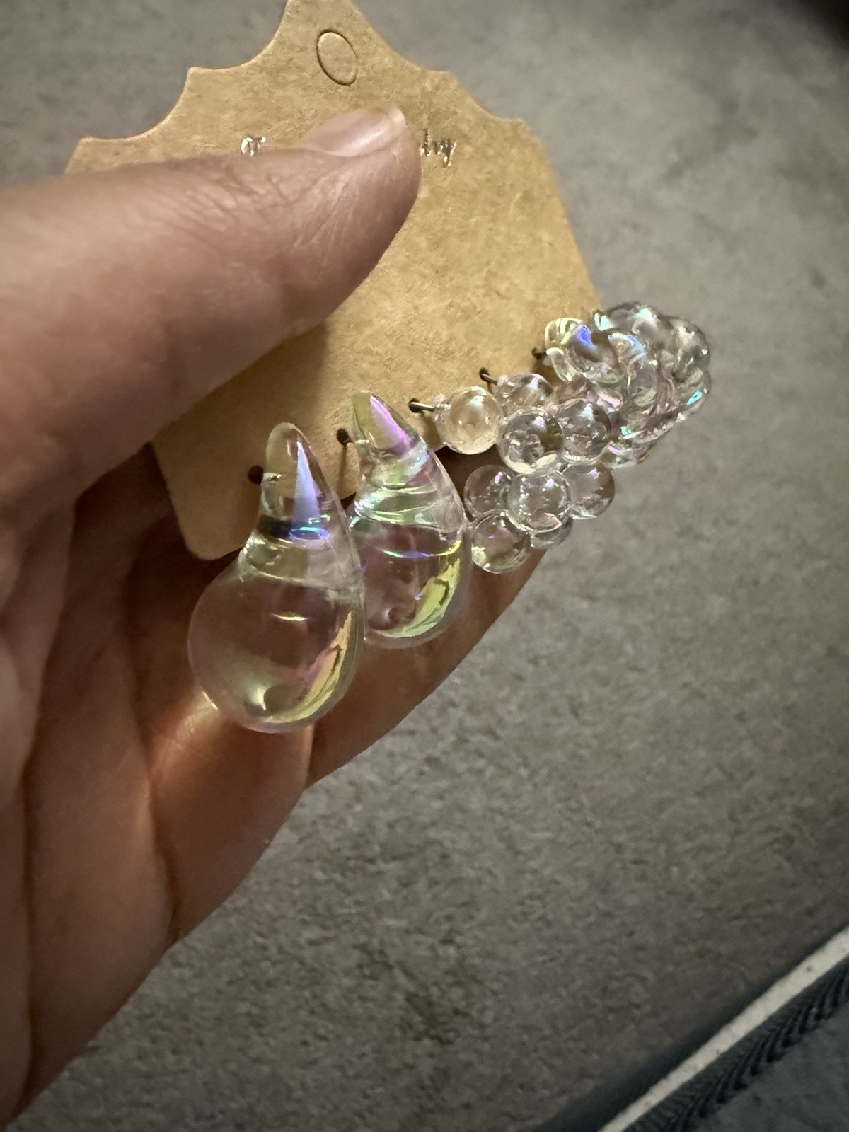 Iridescent Hoops Holographic Lucite Acrylic Transparent Retro Earrings Lot