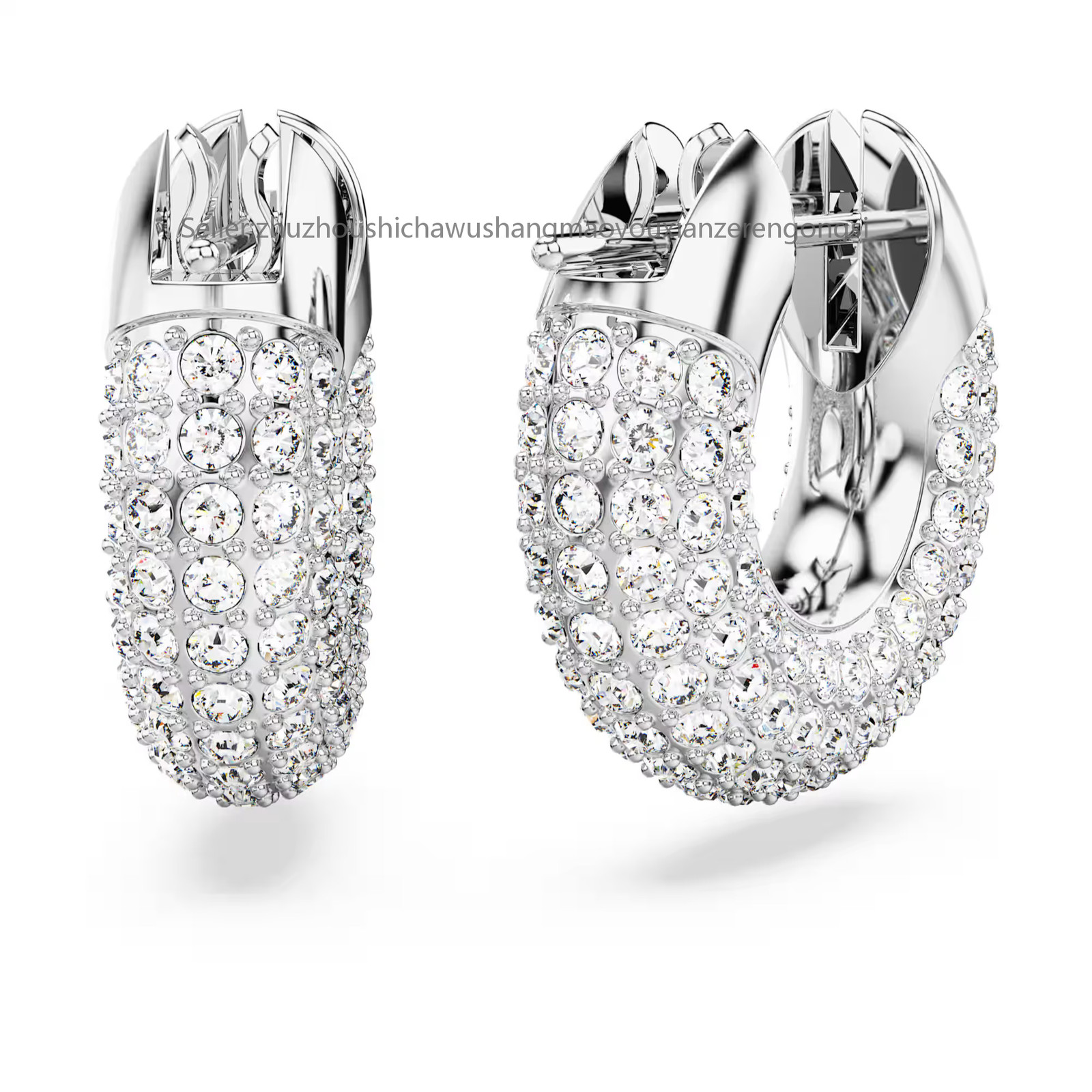 Dextera White Rhodium Plated Hoop Earrings Small New