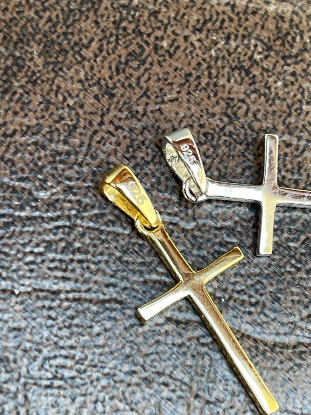 Small 0.75″ Plain Cross Pendant Solid 925 Sterling Silver / 14k Gold Plated