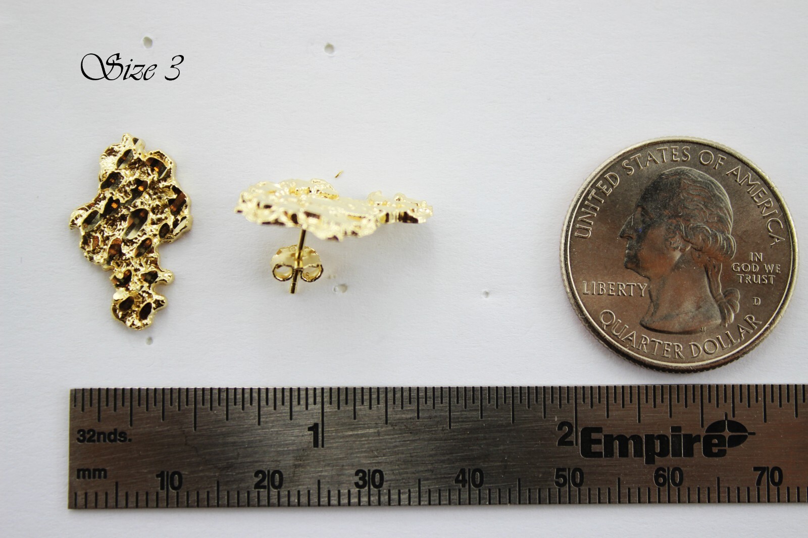 Authentic 10k Solid Yellow Gold Nugget Stud Earrings Men Women Unisex
