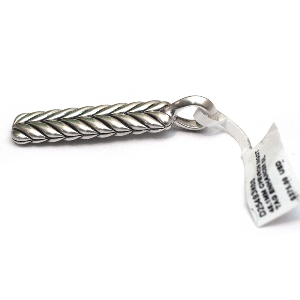 DAVID YURMAN Men’s Sterling Silver Chevron Ingot Tag Enhancer Authentic NEW