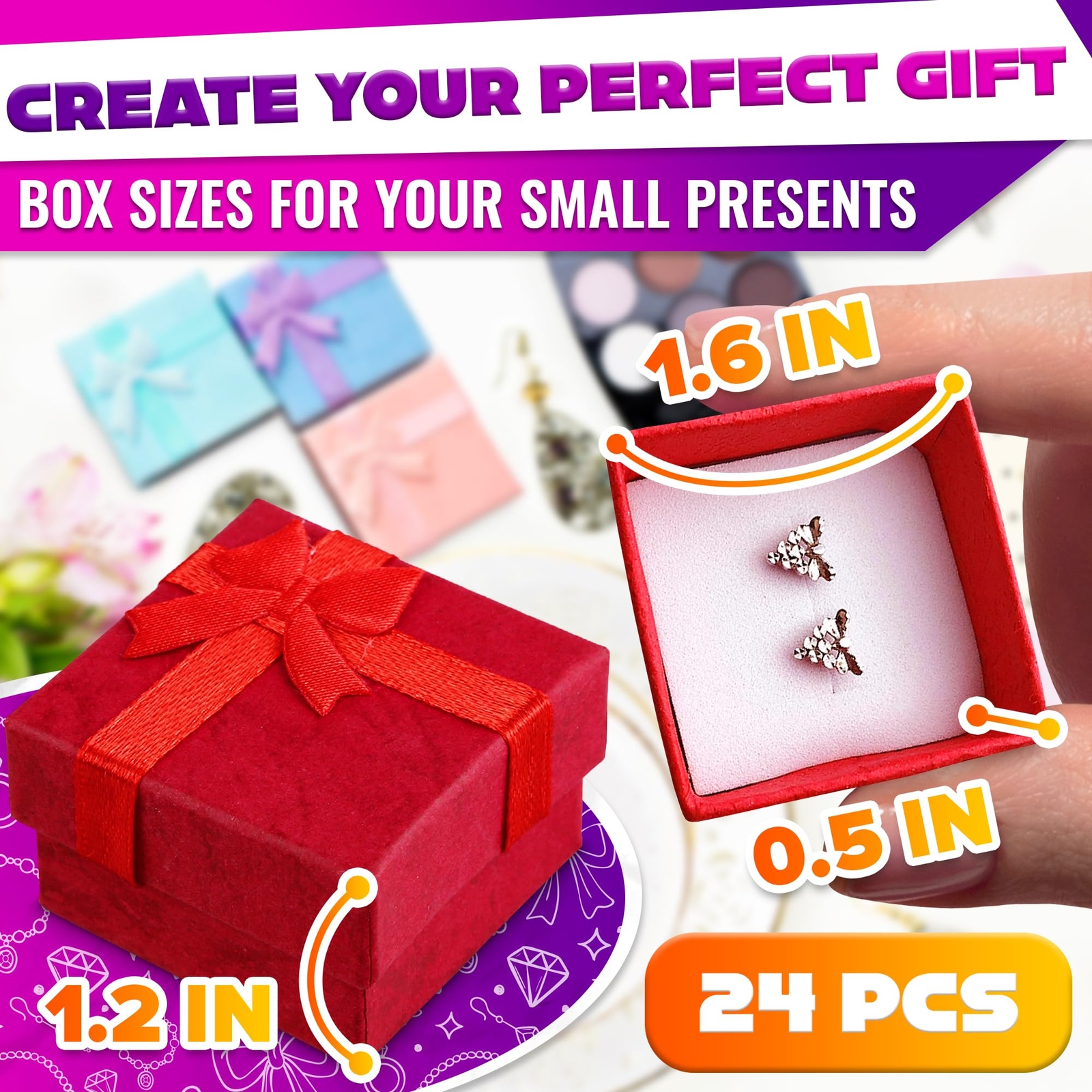 24 Pcs Earring Boxes for Jewelry Gift – Ring Boxes Bulk 1.57X1.57″ Earring Box