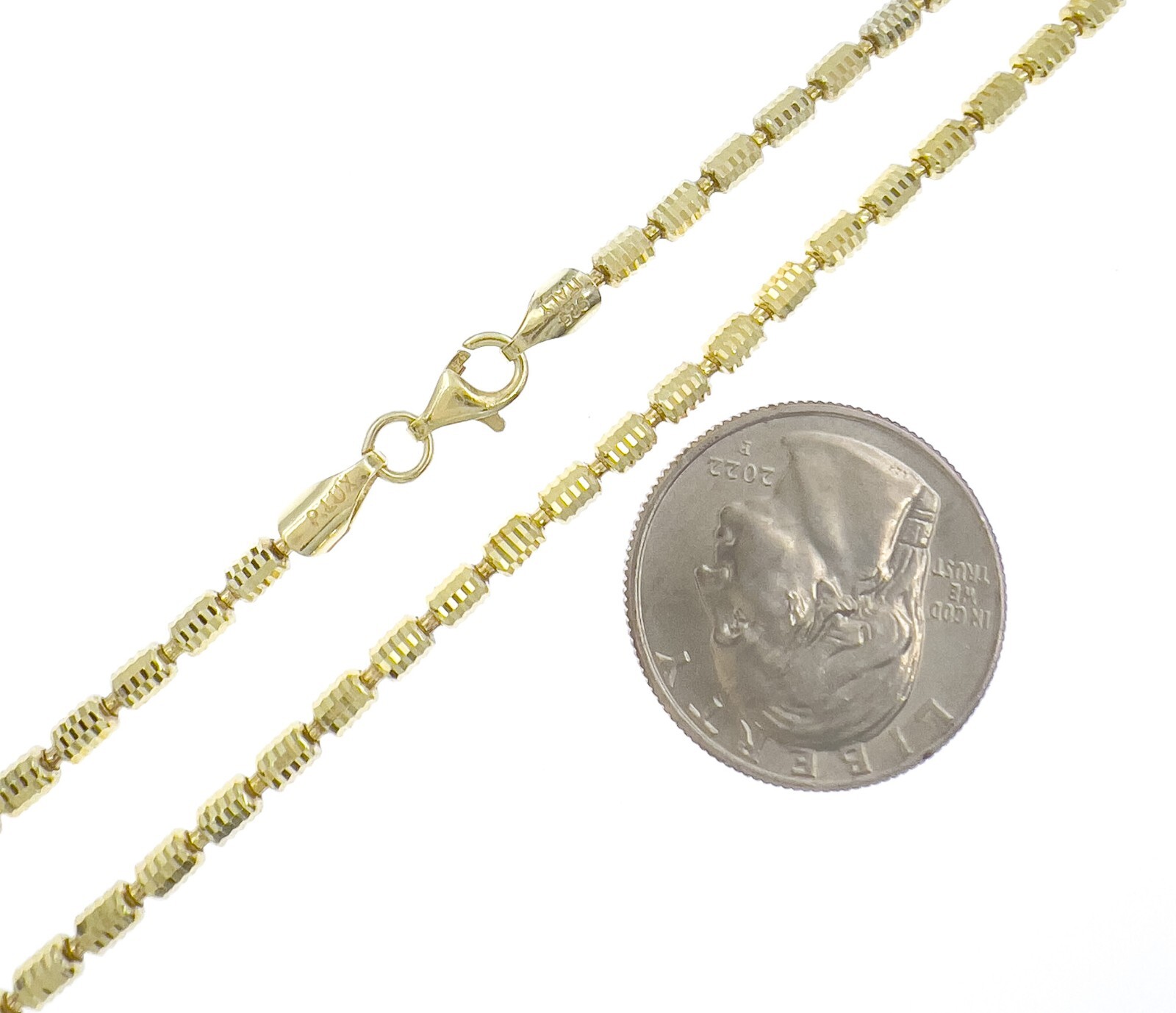 Barrel Chain Necklace Gold over Solid 925 Sterling Silver Diamond Cut 4mm 3mm