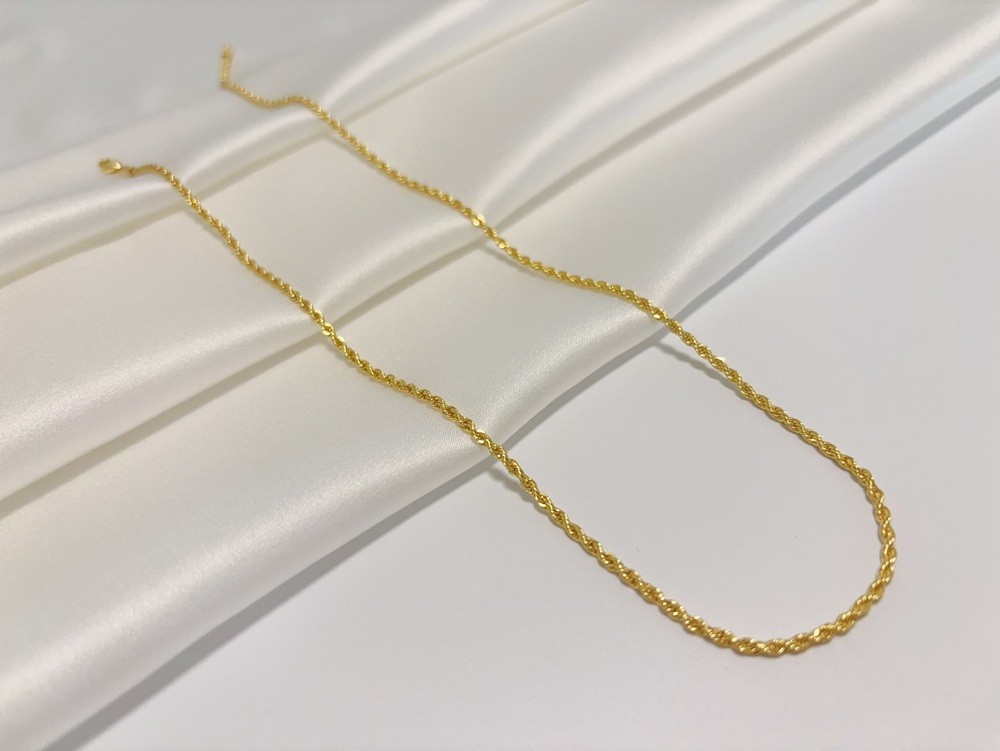18K Yellow Gold Solid 2.5mm-4mm Rope Diamond Cut Chain Italian Necklace 18″- 24″