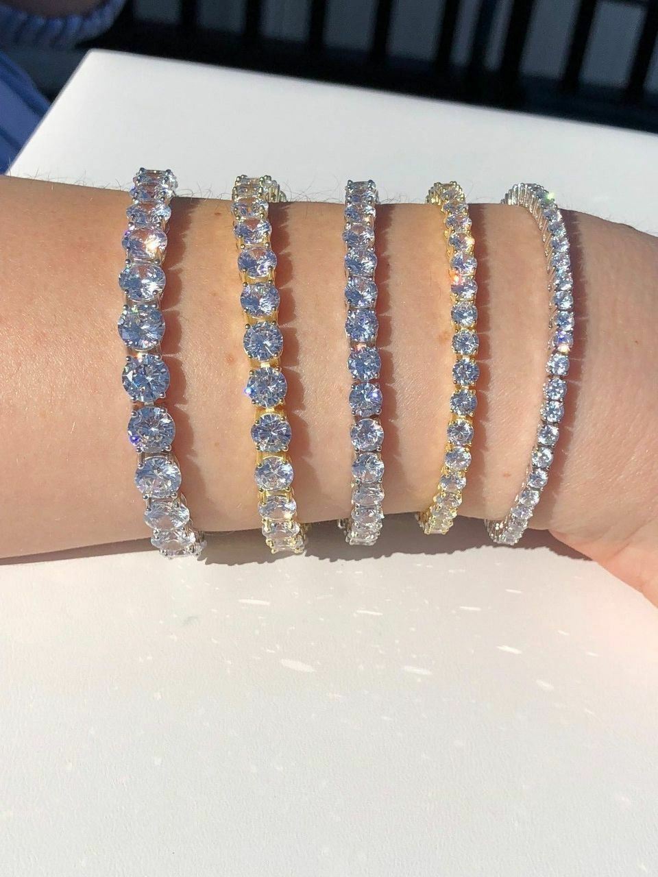 Tennis Bracelet SOLID 925 Sterling Silver MOISSANITE Passes Tester 3-7mm