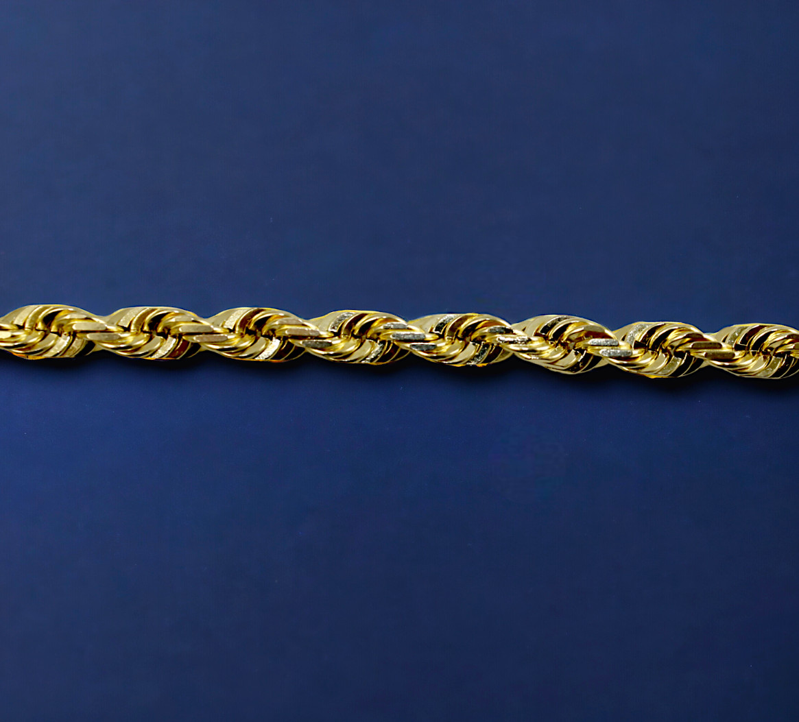 14K Yellow Gold SOLID Rope Chain Bracelet Diamond Cut Real Gold 1mm-12mm 7″-9″