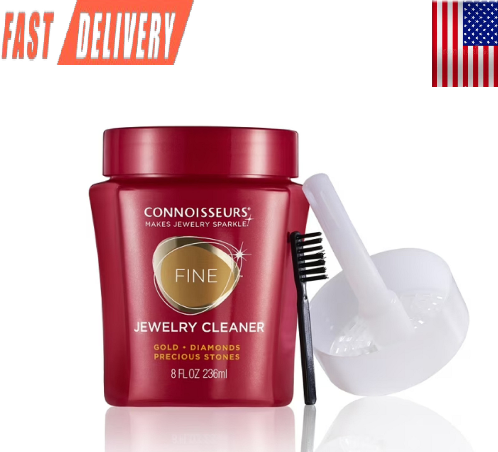 Connoisseurs Fine Jewelry Cleaner Solution for Gold, Diamonds, Platinum-8 fl oz