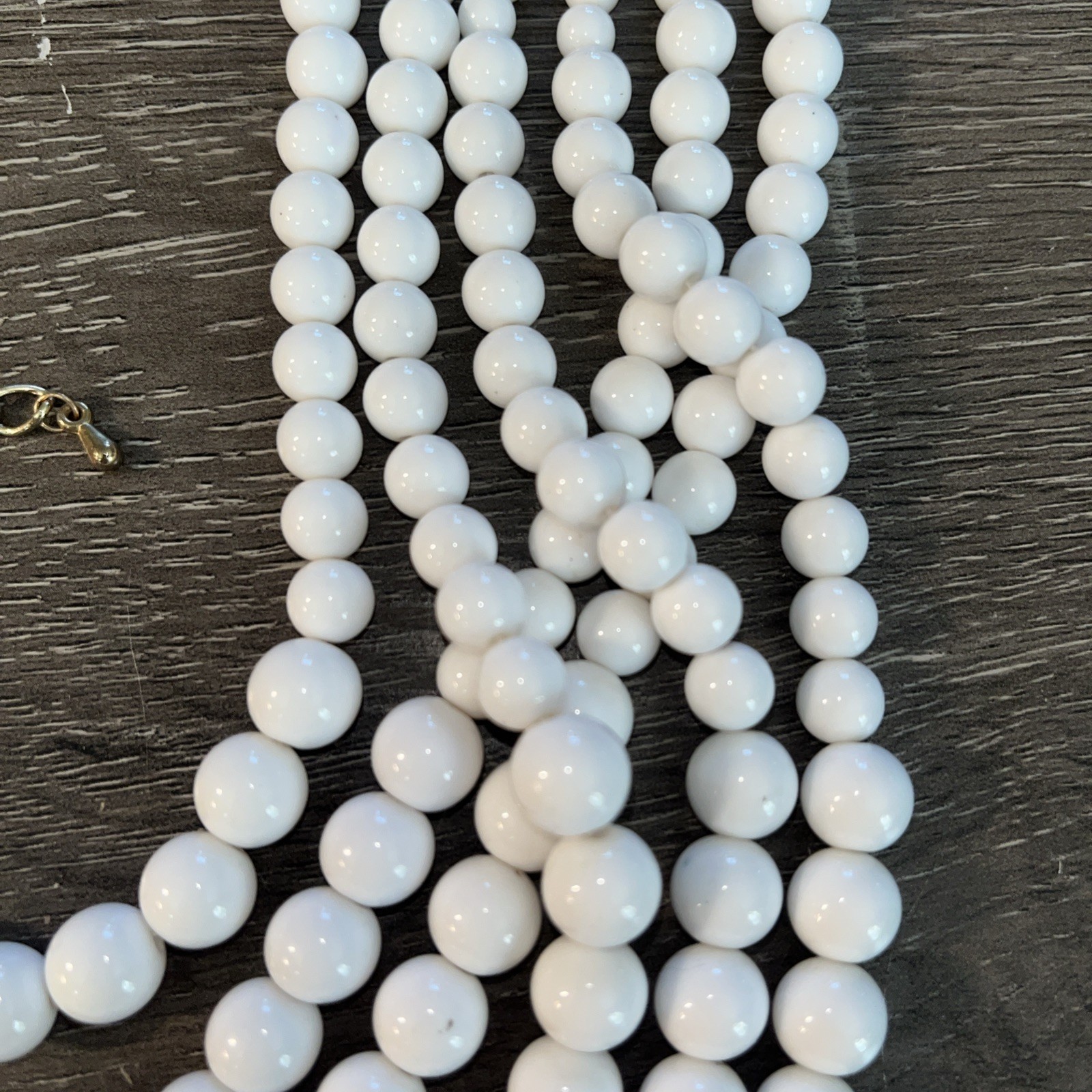 Vintage MCM White 7 Strand Chunky Statement Necklace BIB 30in Long Acrylic Beads