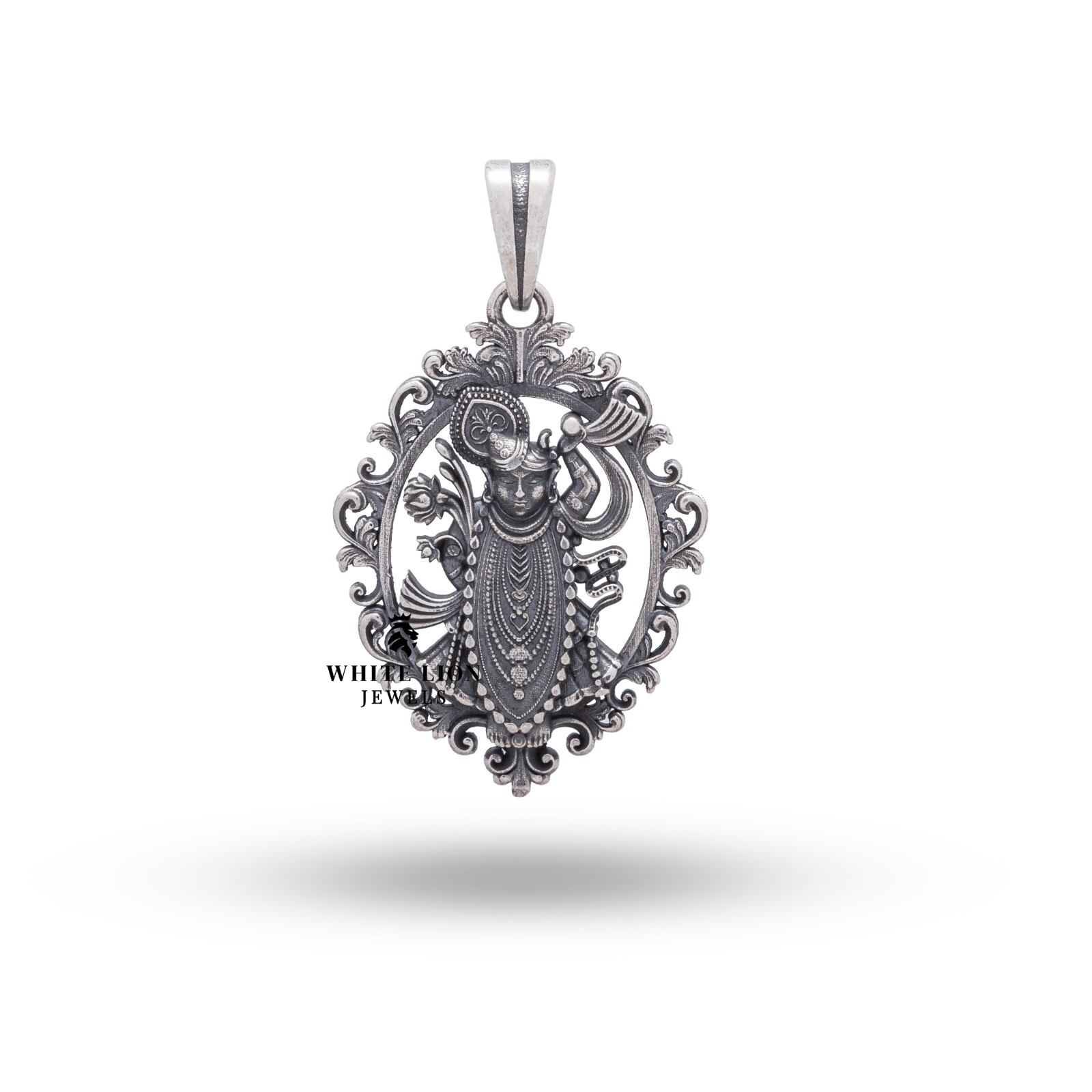 Shrinathji Bava Nathdwara Lord Krishna Hindu God Pendant 925 Silver