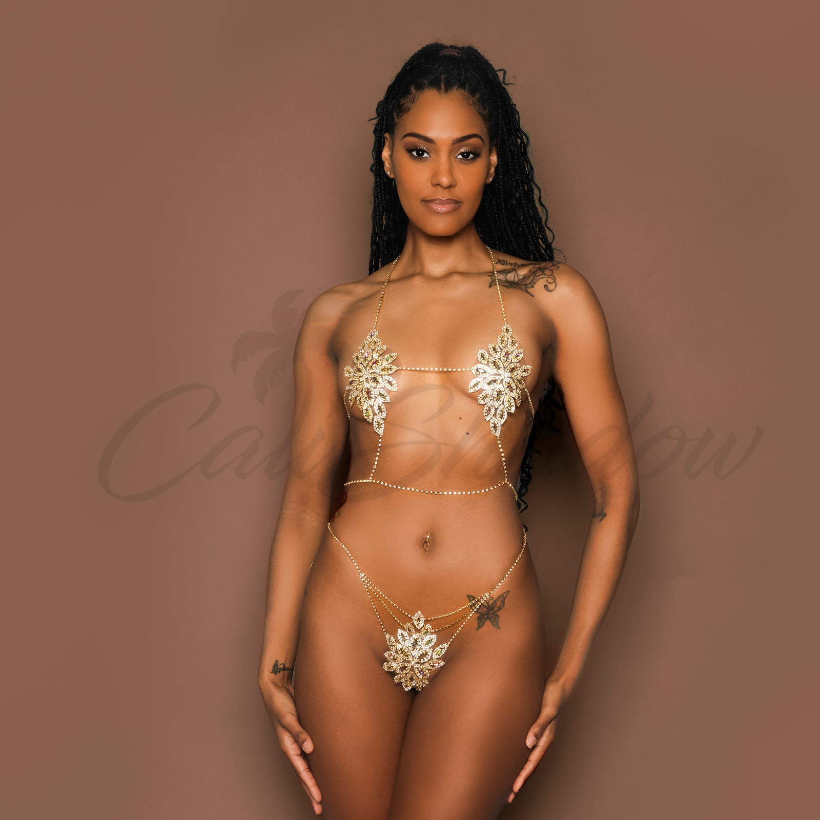 Rhinestone Crystal Harness Bra Pantie Thong Lingerie Set Shiny Bikini Sexy Body