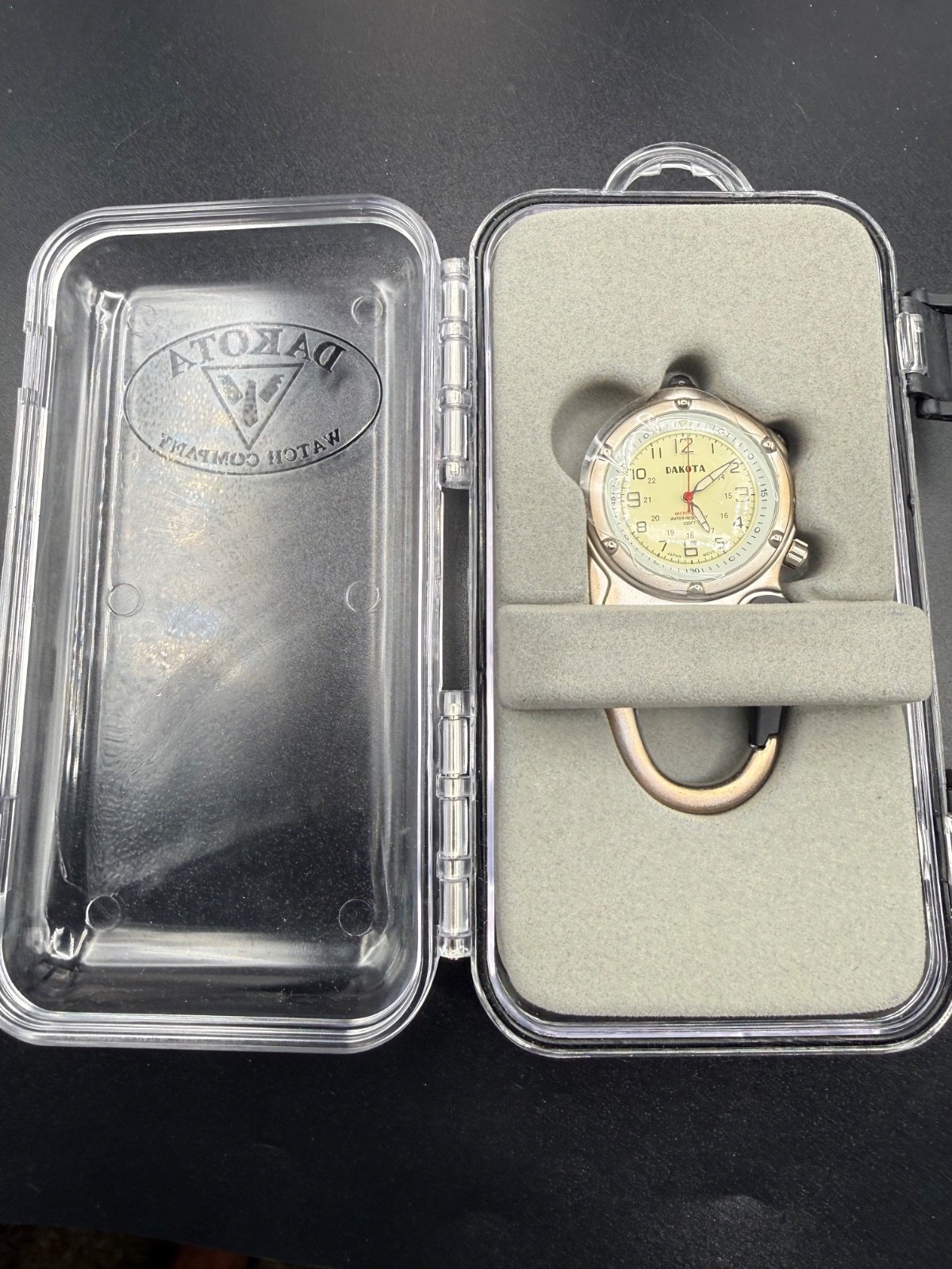 Dakota Mini Clip Microlight Watch w/ LED Flashlight carabiner Clip NEW silver
