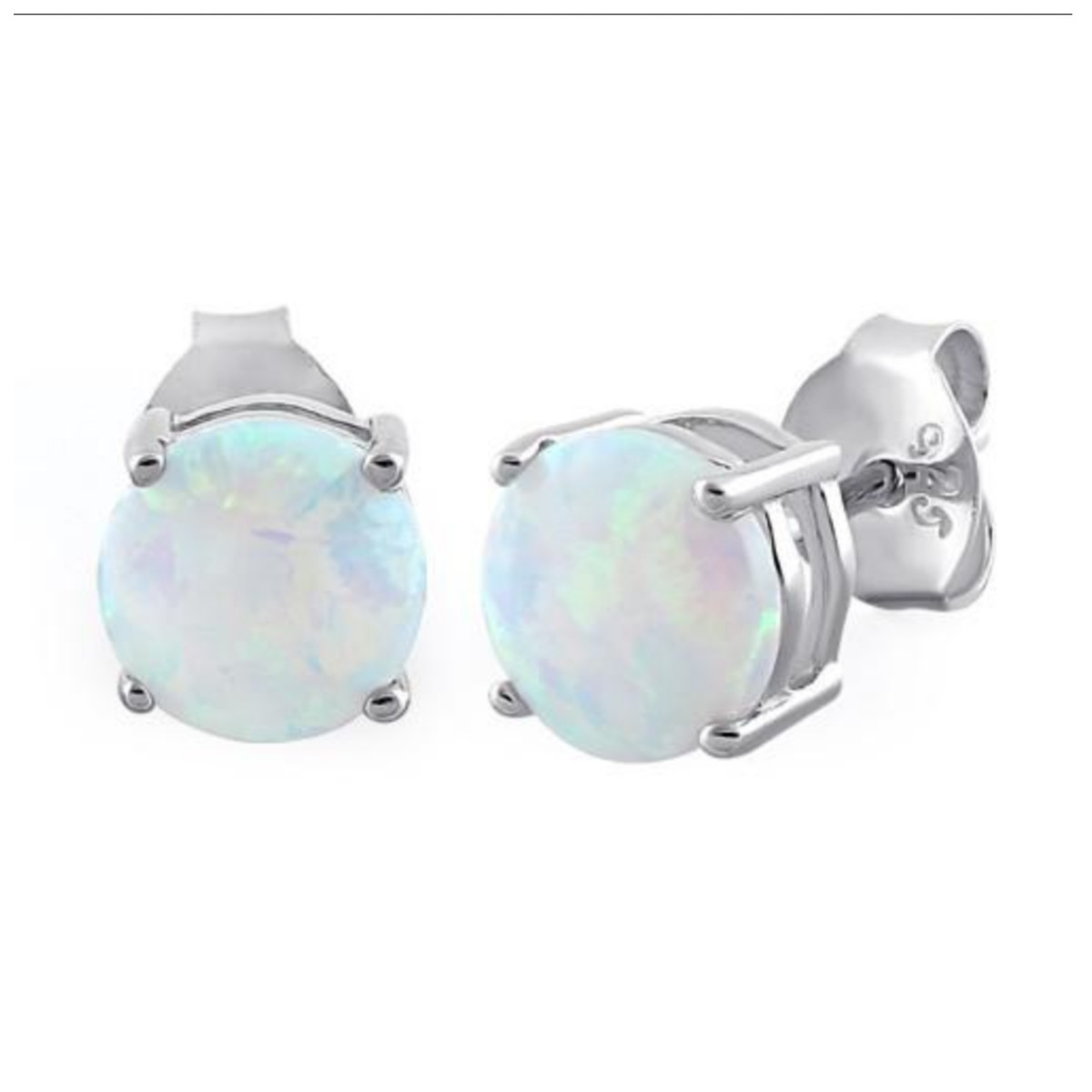 2 ct. Opal Round Basket Stud Earrings in Solid Sterling Silver- AAA+++ Quality!