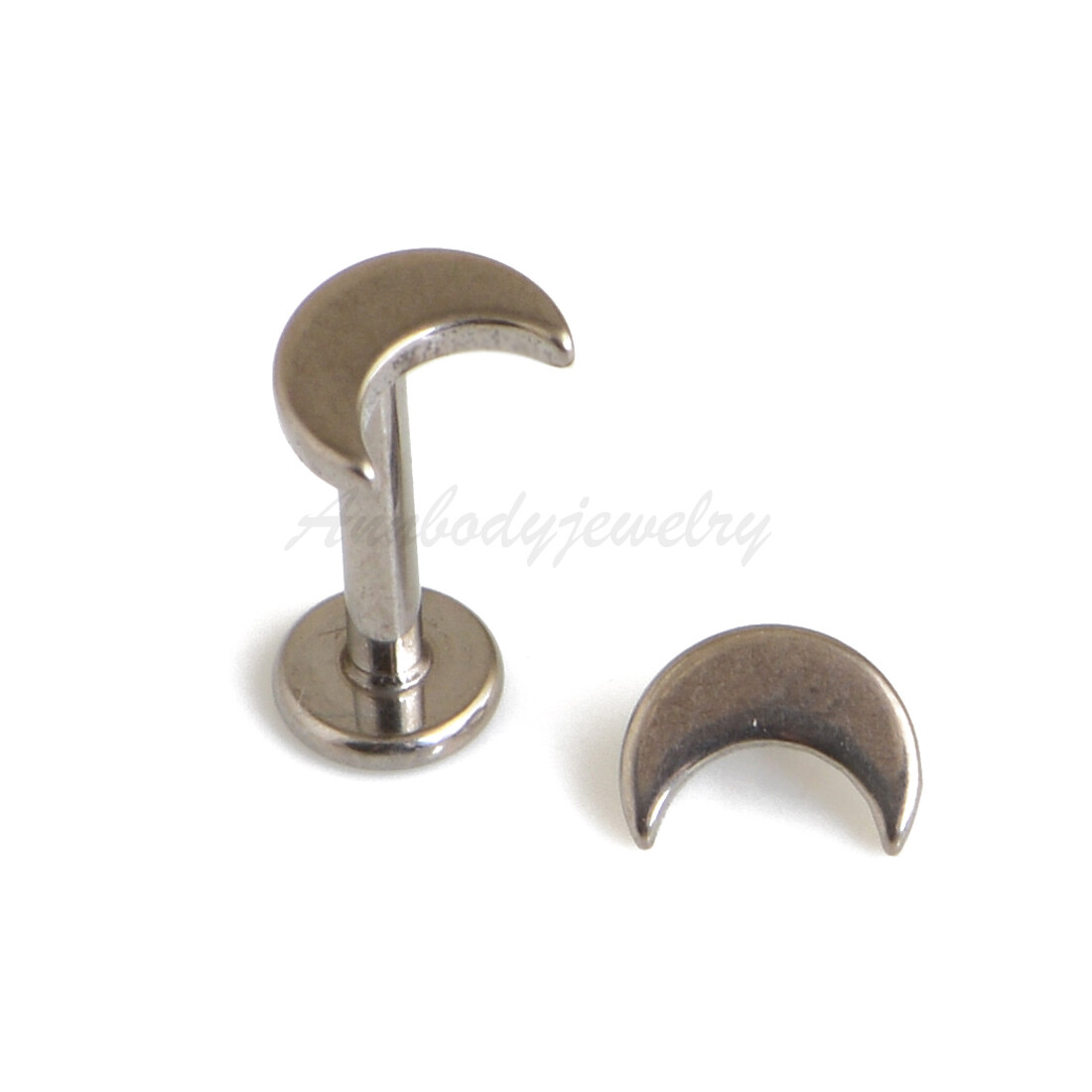 16g Solid Titanium Crescent Symbol Tragus Labret Forward Helix Ear Earring Stud