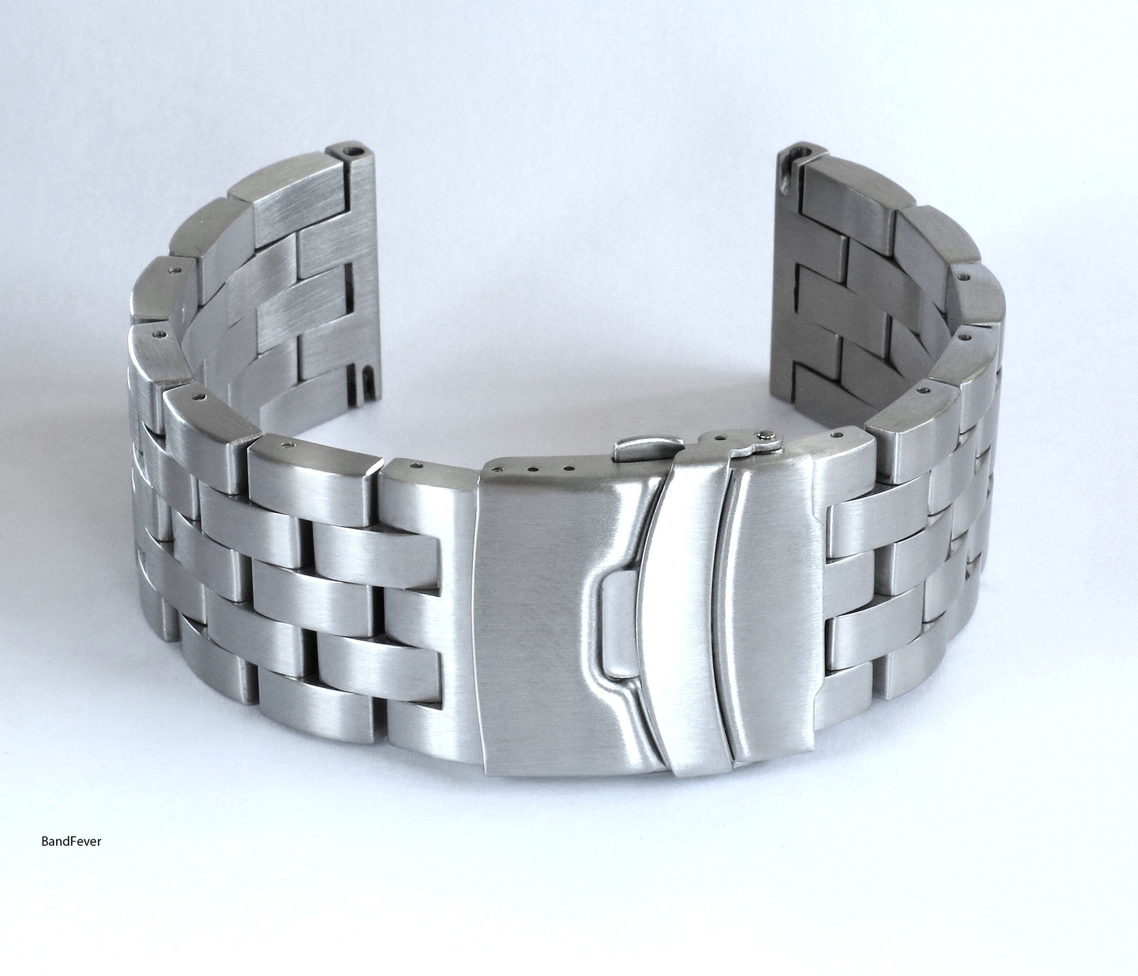 20mm Strait Straight End Brushed Engineer Watch Bracelet, Solid Stainless Steel