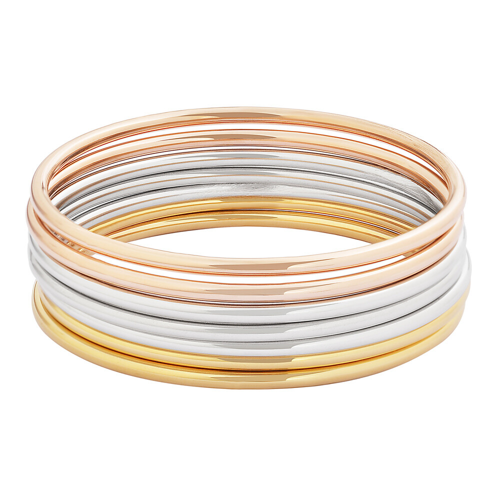 Edforce Stainless Steel Glossy Thin Round Bangle Bracelet Set for Women Set of 7