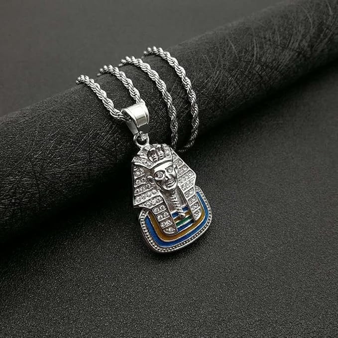 Handmade Sparkling Pharaoh Tutankhamun Charm Pendant With Free Chain