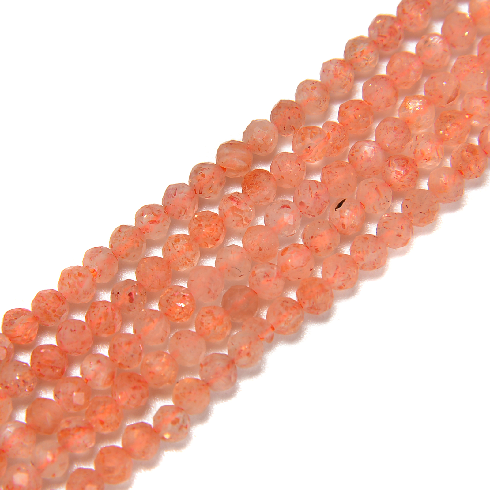 Natural Sunstone Lepidocrocite Faceted Round Beads 2.5mm 4mm 5mm 15.5″ Strand
